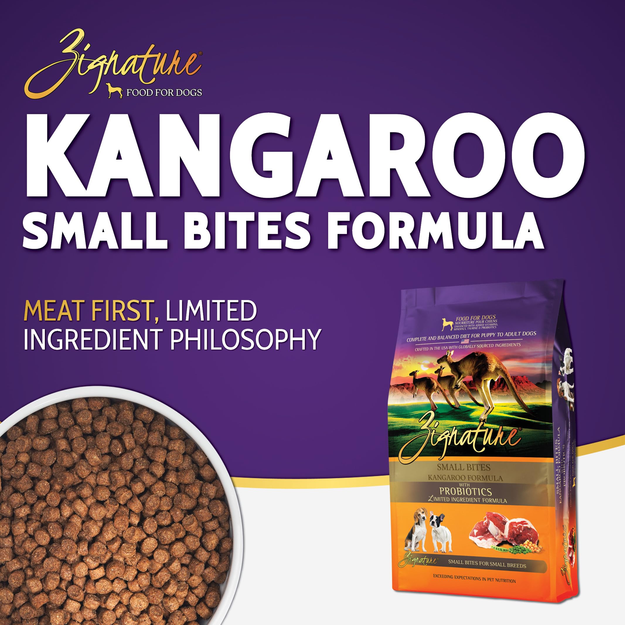 Zignature Kangaroo Limited Ingredient Formula Small Bites Dry Dog Food 12.5lb