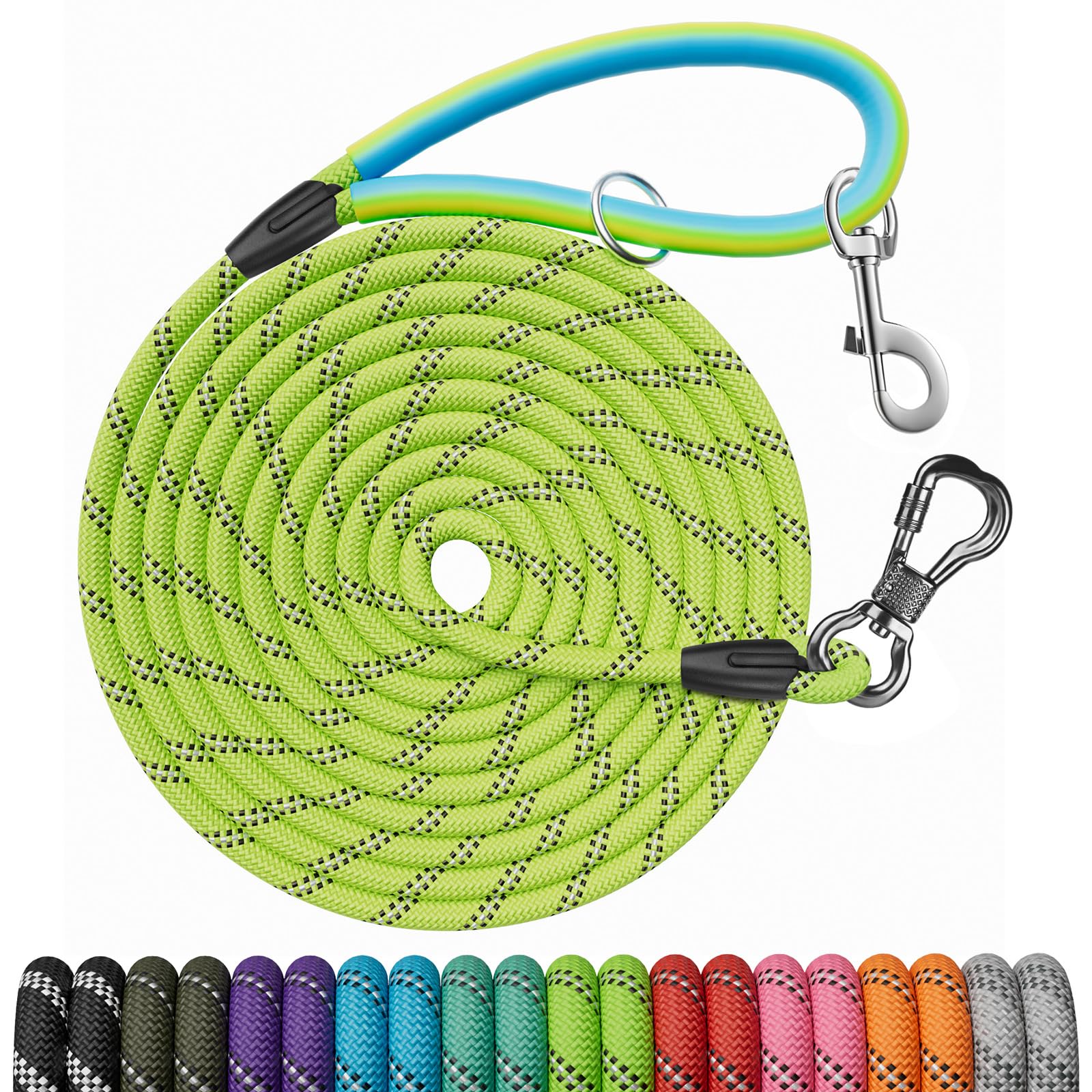 Ntr 100Ft Leashes For Large Breed Dogs, Long Leash With 2 Swivel Hooks And Comfortable Padded Handle, Puppy Leash Lead For Walki