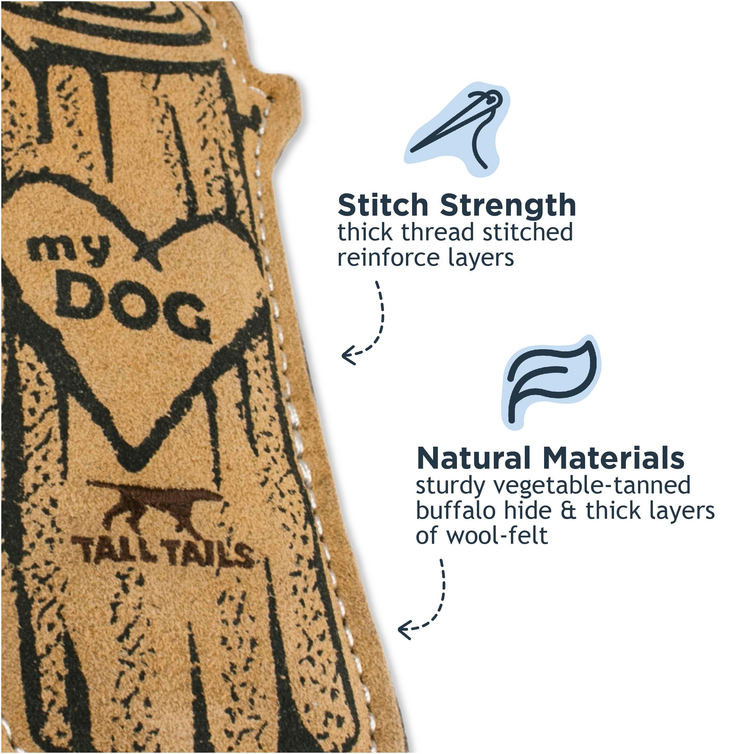 Tall Tails Dog Natural Leather Love My Dog Tree Log Fetch Toy For Dogs