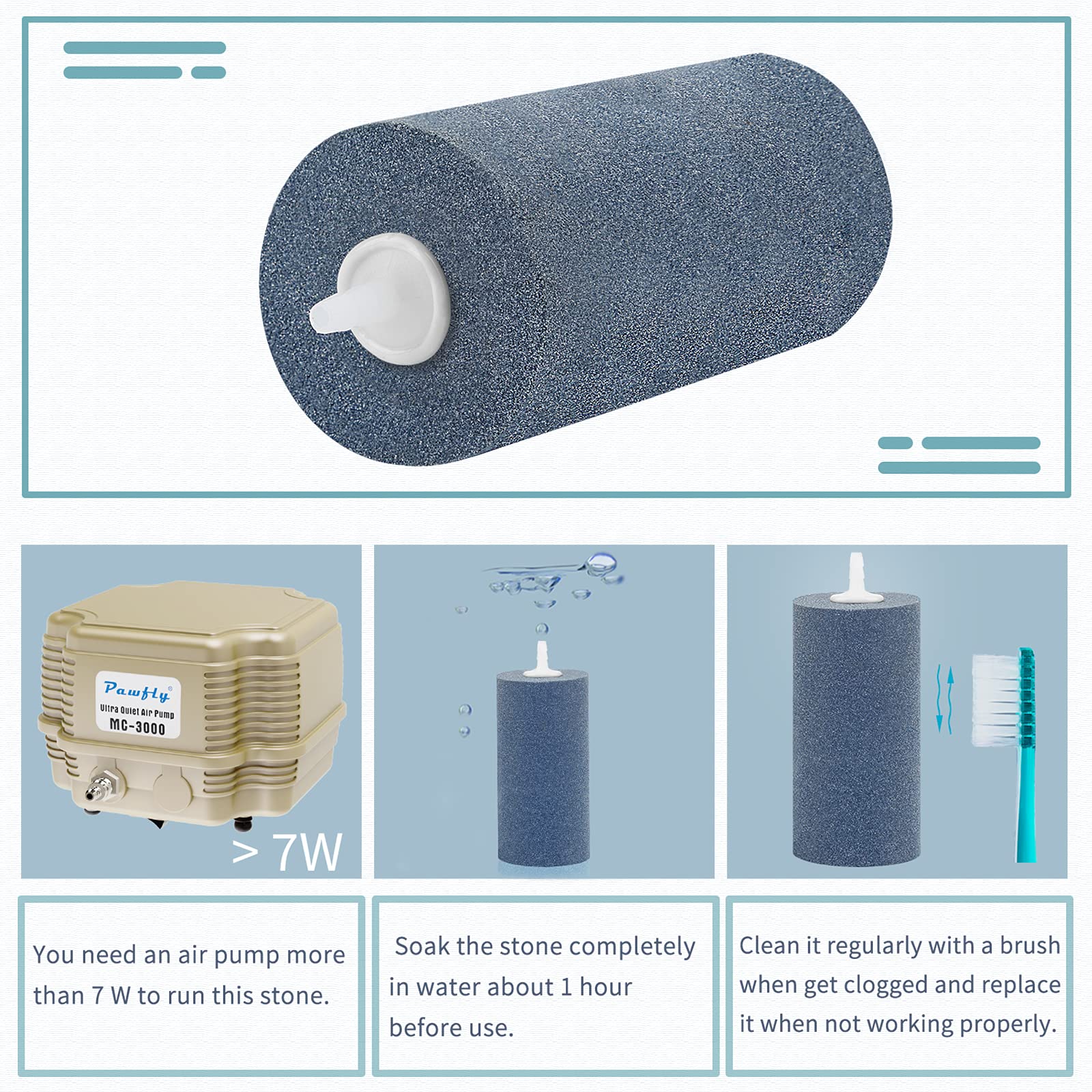 Pawfly Aquarium 4 Inch Air Stone Cylinder For Larger Pumps Bubble Diffuser Release Tool For Buckets Fish Tanks Outdoor Garden Ponds And Dwc Reservoirs, 4 Pack