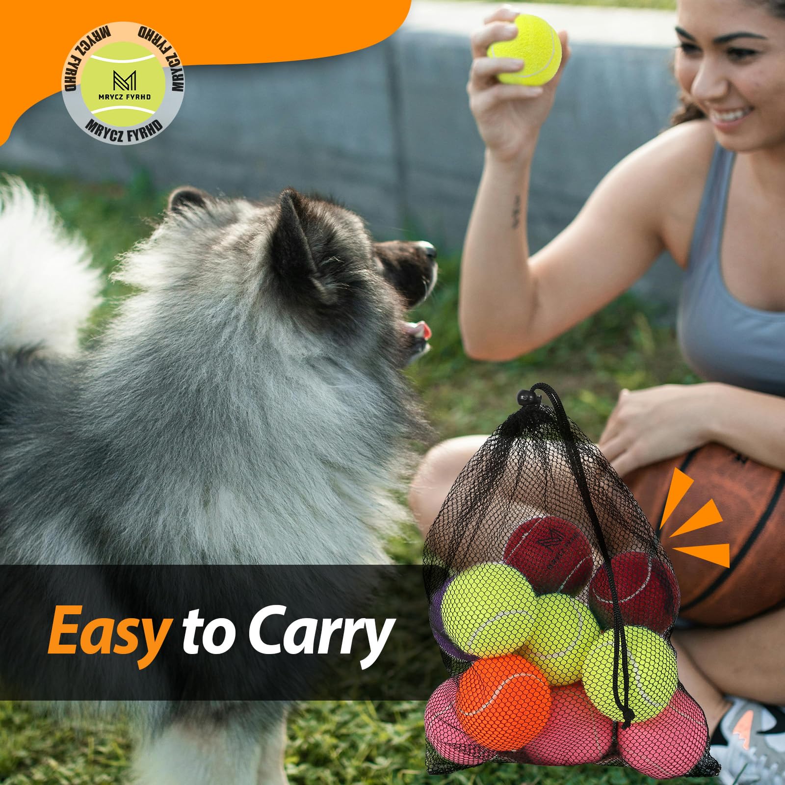Mrycz Fyrhd Tennis Ball Dog Toys 4 Pack - 4-Inch Durable And Safe Dog Ball, Sound Output From The Large Tennis Balls For Dogs Wi