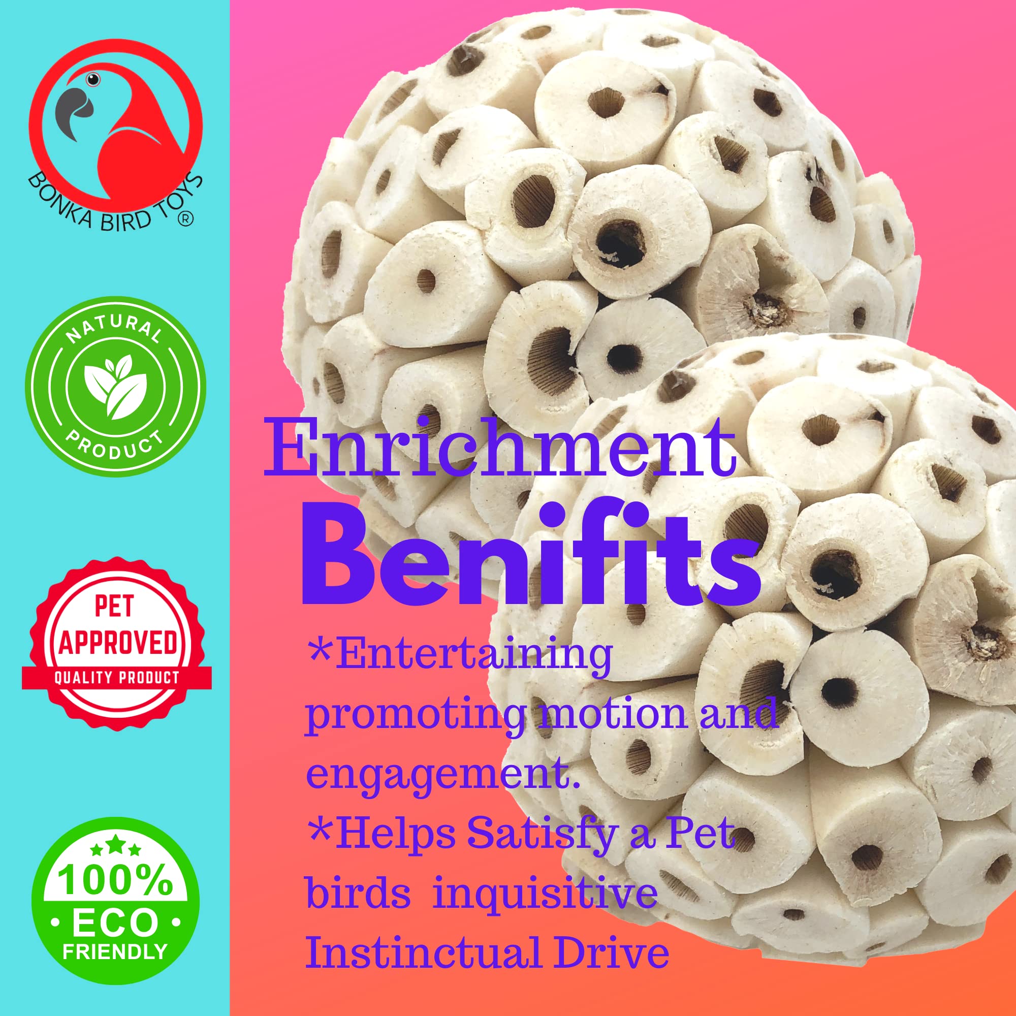 Bonka Bird Toys, Sola Atta Ball Bird Toys (Pack Of 2)