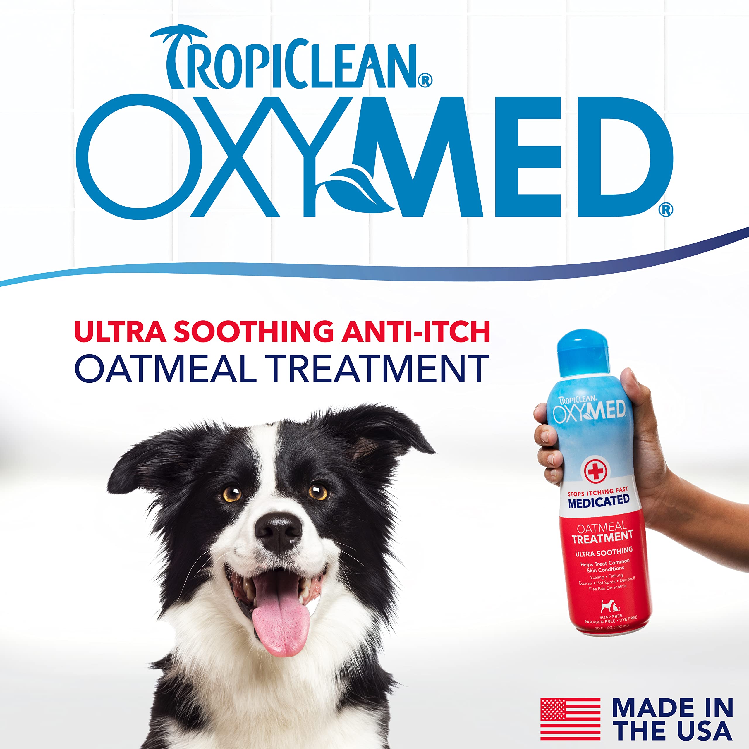 TropiClean Oxymed Medicated Conditioner for Itchy Skin - 20 oz Oatmeal Treatment for Dogs & Cats