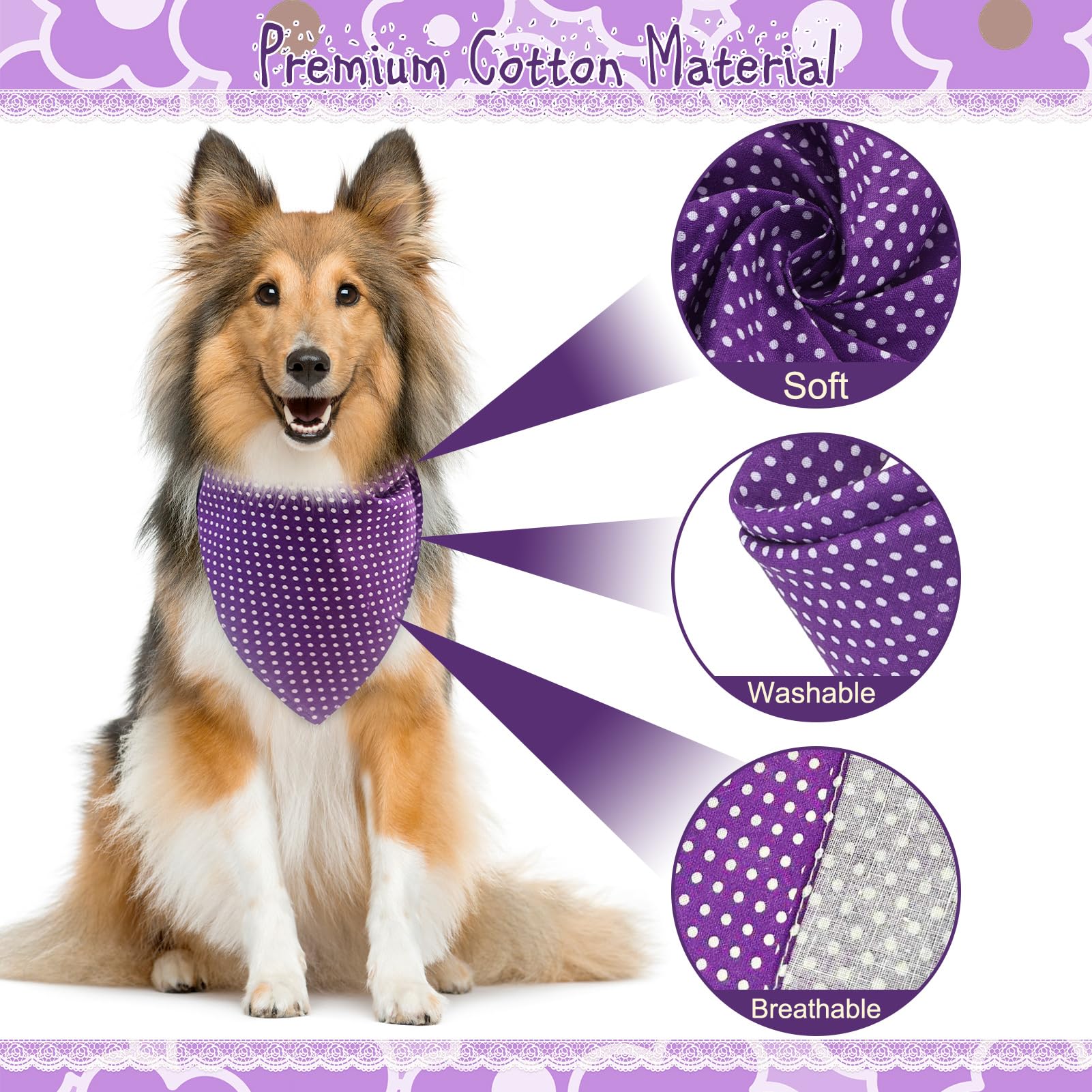 Pawchie Dog Bandanas Pet Scarves For Girl Boy - 5 Pack Reversible Kerchief Triangle Bibs Decoration Accessories, Floral Dog Bandana, Adjustable Soft Cute Square Bandana For Small Dogs Cats Pets