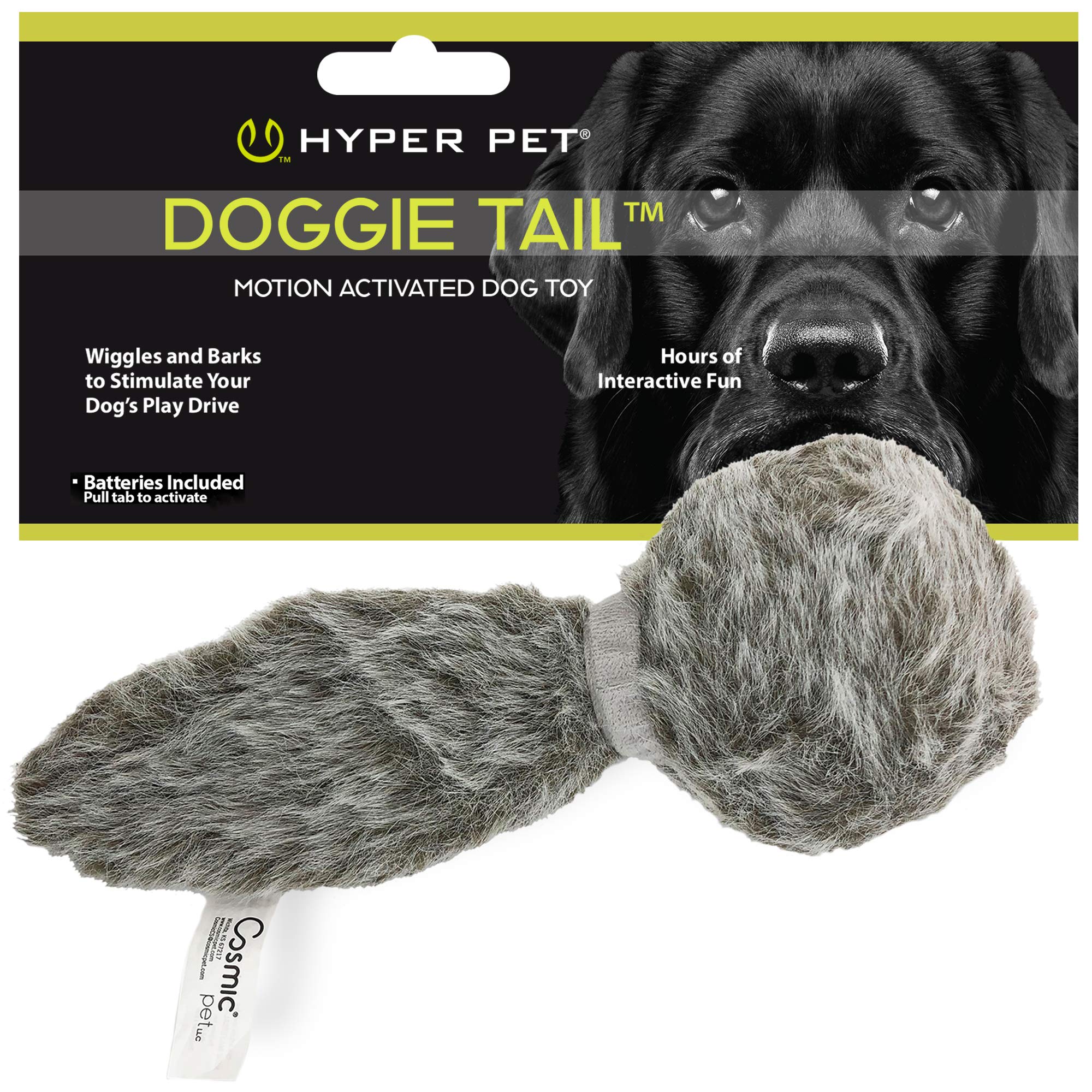 Hyper Pet Doggie Tail Interactive Plush Dog Toys (Wiggles, Vibrates, And Barks, Stimulating Play)