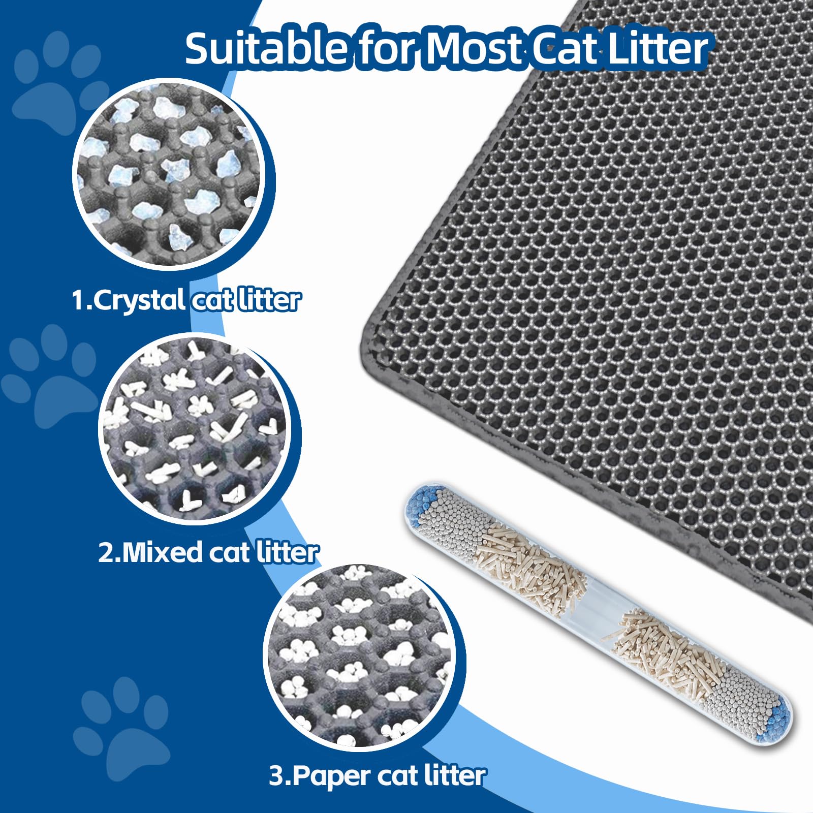 Xuanyaente Cat Litter Mat Double Layer Litter Trapping Mat Kitty Litter Box Mat 23.4X14.7 Inch Water Proof Honeycomb Cat Litter