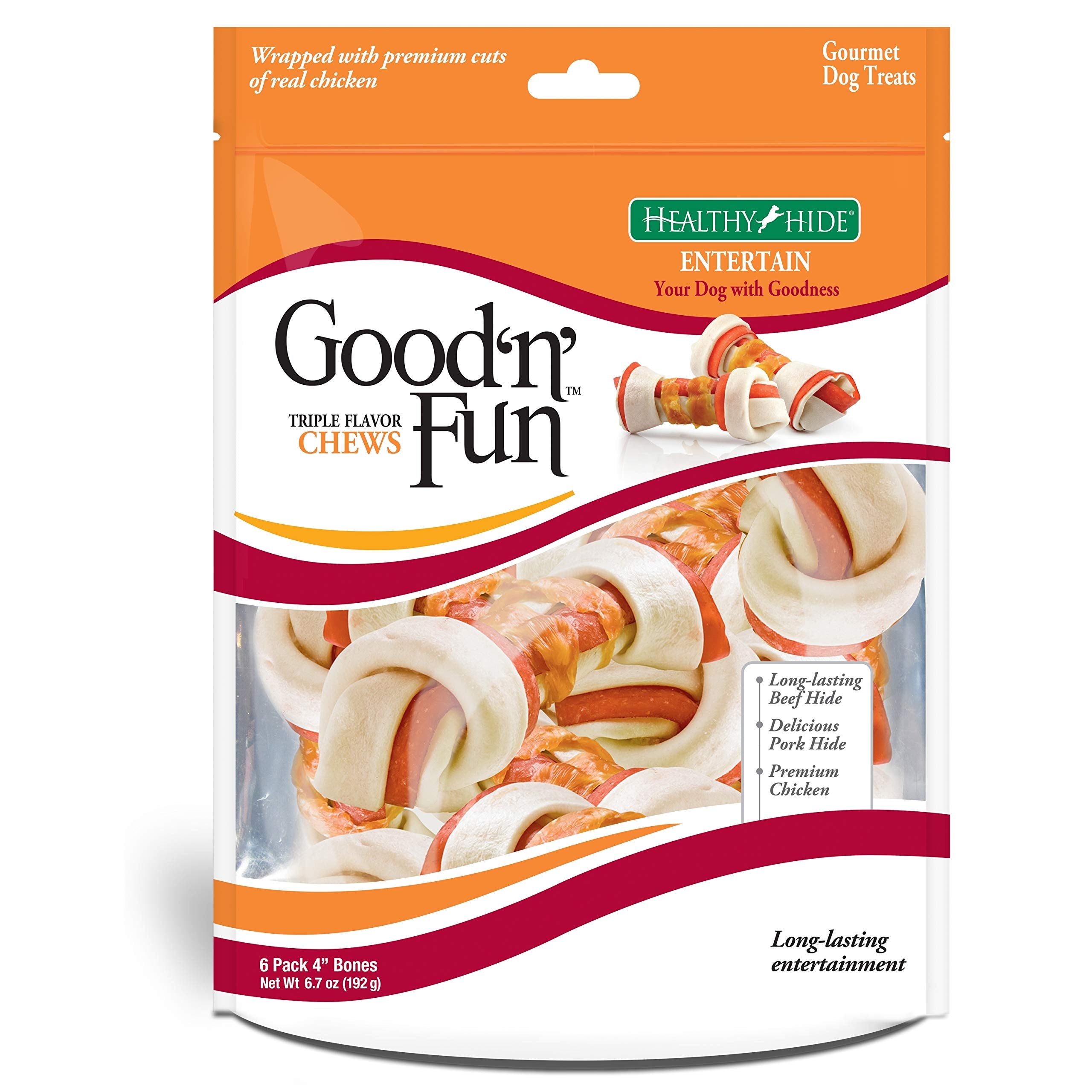 GOOD N FUN Triple Flavor Chews, Rawhide Treats for Dogs