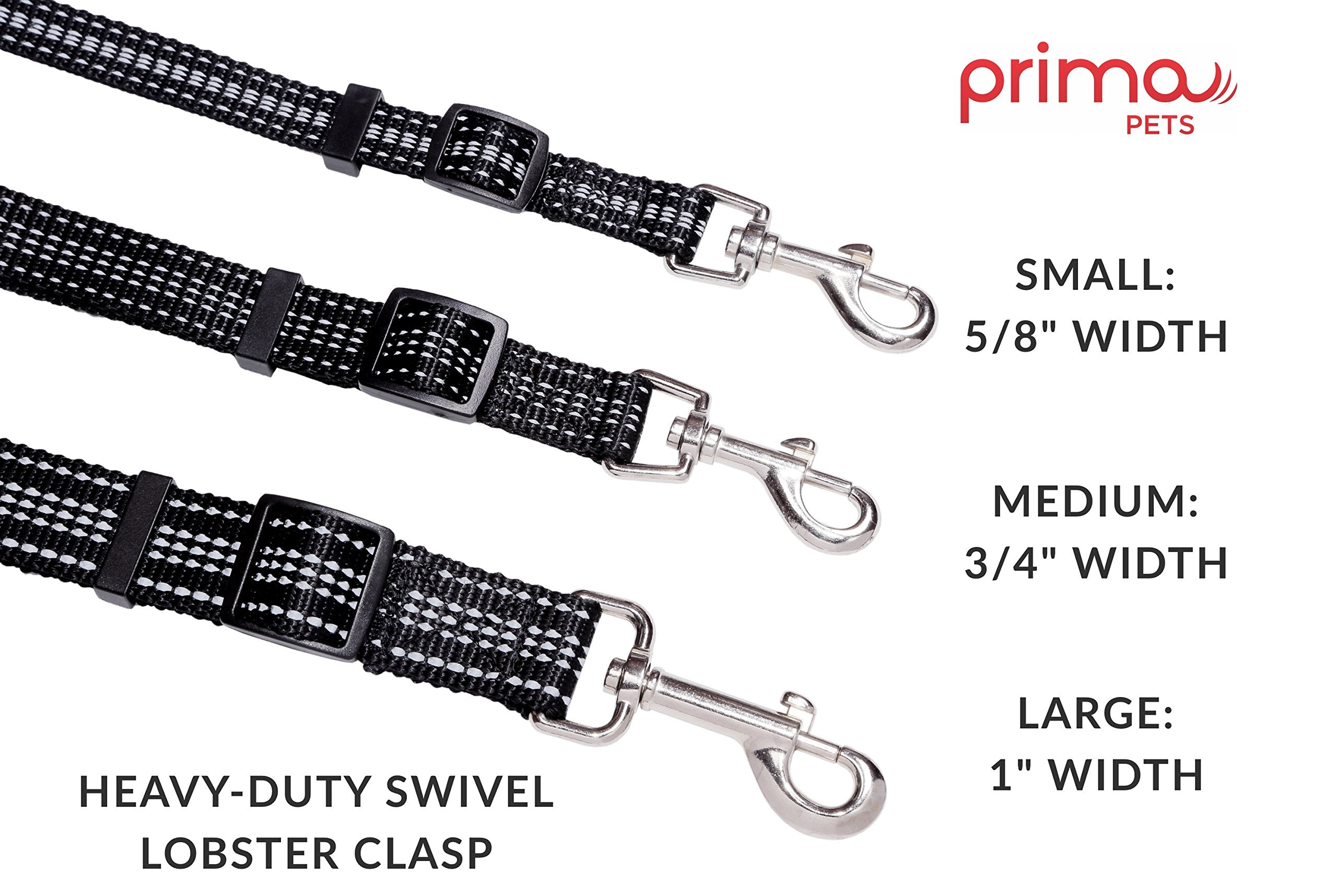Prima Pets Reflective Adjustable Double Dog Coupler - Each Side Adjusts 11 to 20 in Length - Walk 2 Dogs with Ease (Medium - 3/4