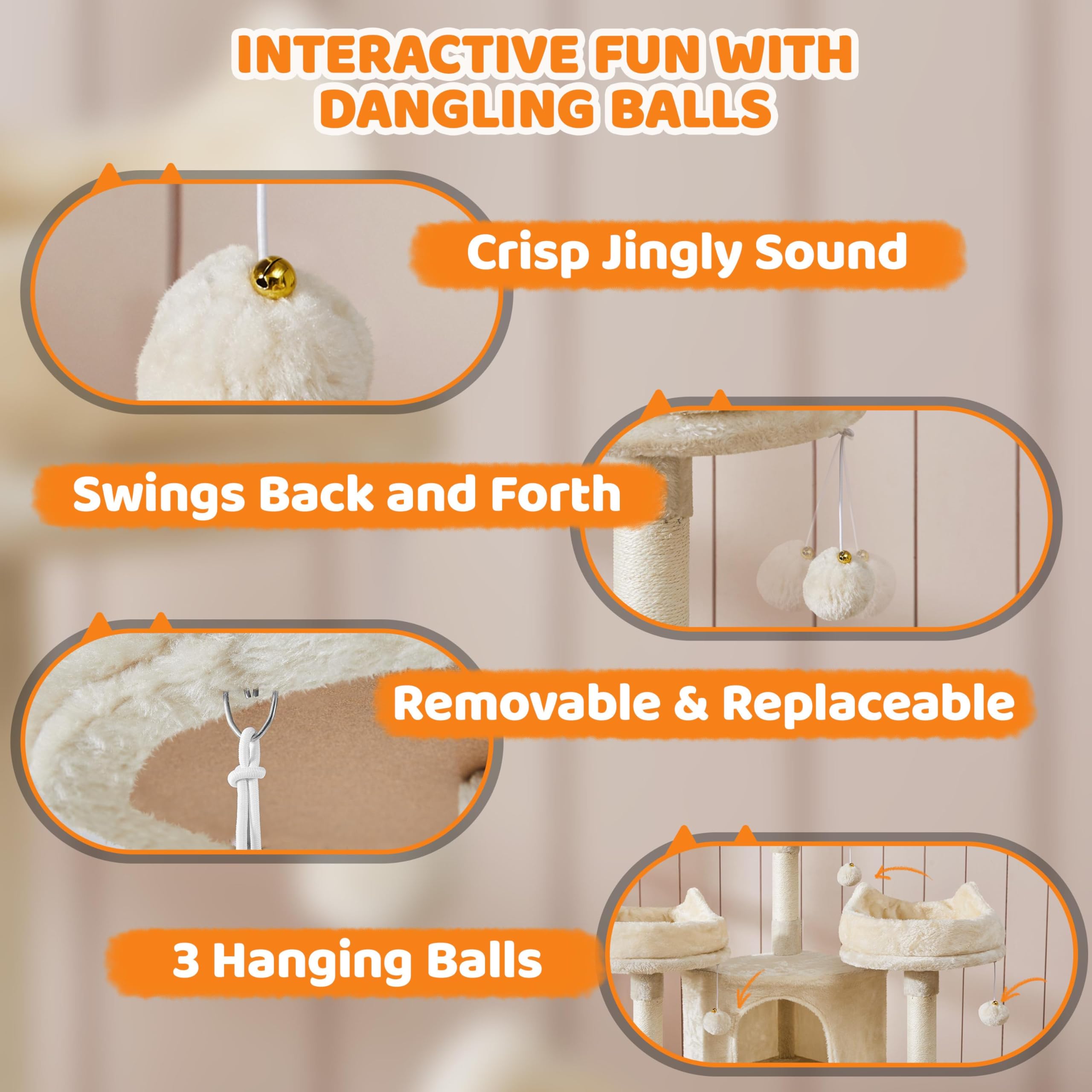 Yaheetech Cat Tree Cat Tower, Multilevel Cat Condo With Sisal Scratching Post As Indoor Cats Play House, Beige, 68.5In