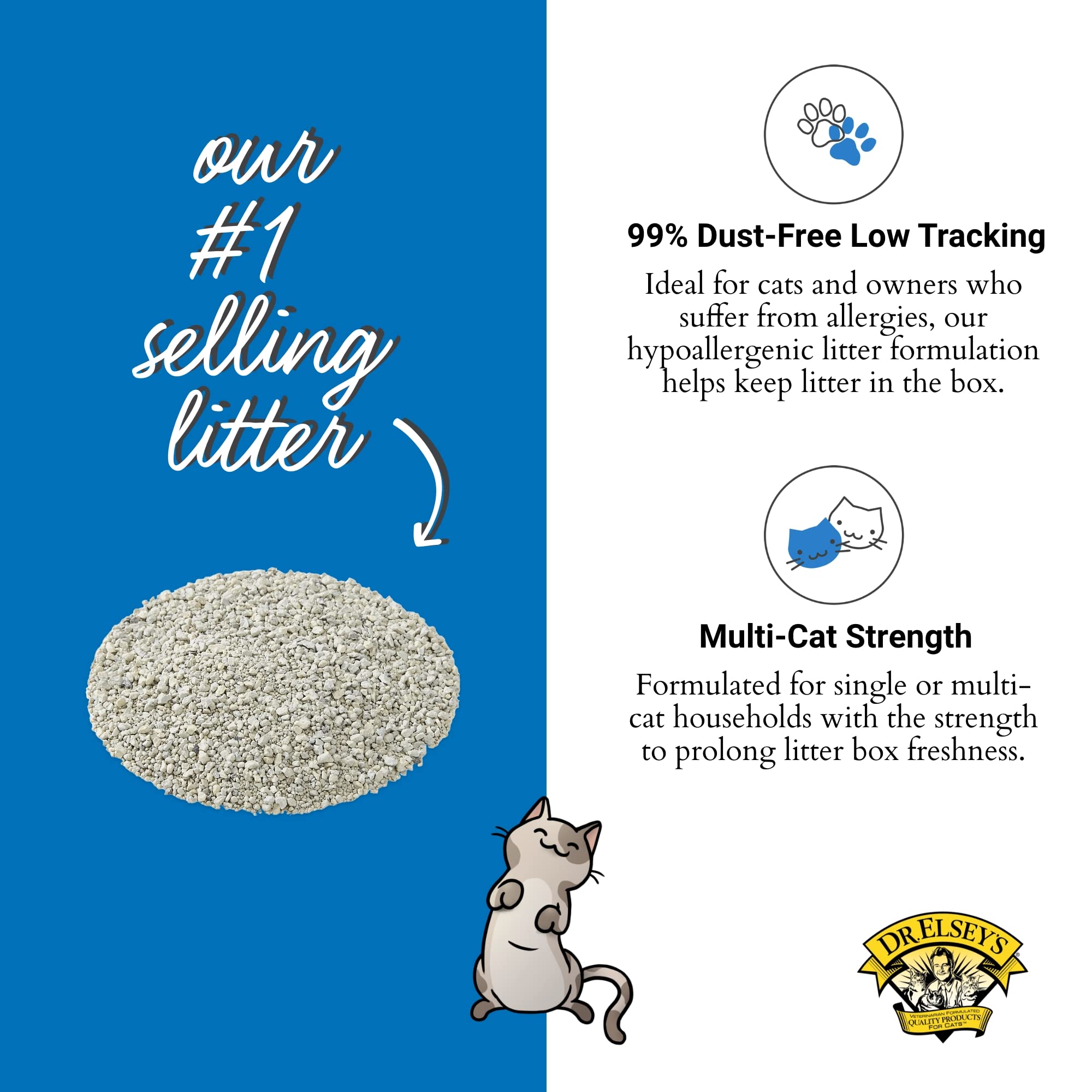 Dr. Elsey'S Premium Clumping Cat Litter - Ultra - 99.9% Dust-Free, Low Tracking, Hard Clumping, Superior Odor Control, Unscented & Natural Ingredients