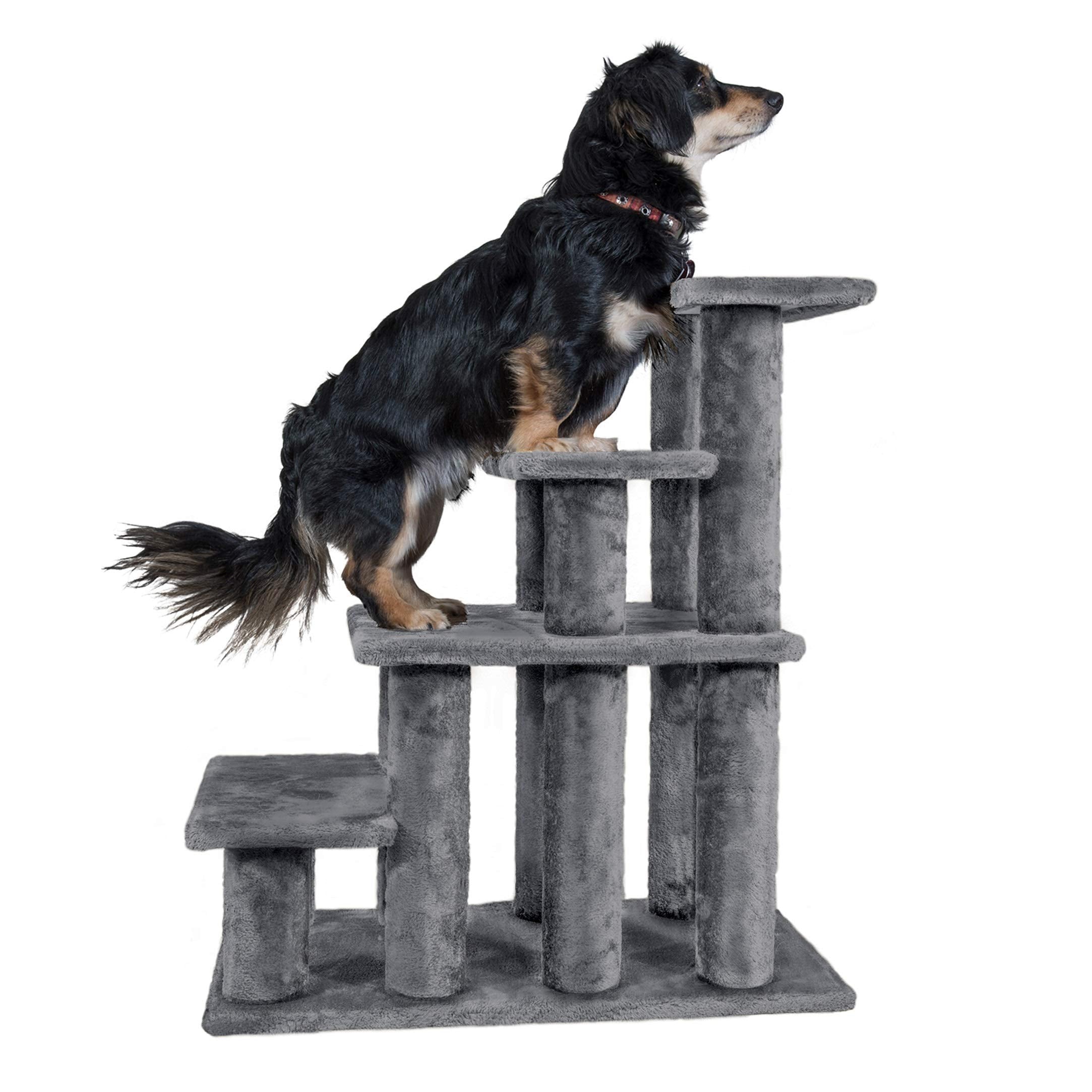 Furhaven Steady Paws Multi-Step Pet Stairs For High Beds & Sofas - Gray, 4-Step