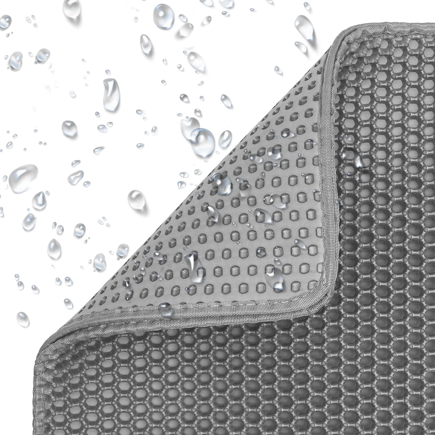 Erhaog Cat Litter Mat - Trapping Mat 46X26/35X24/30X22/24X16/20X16/18X12 Inch Cat Litter Box Mat Extra Large, Honeycomb Double L