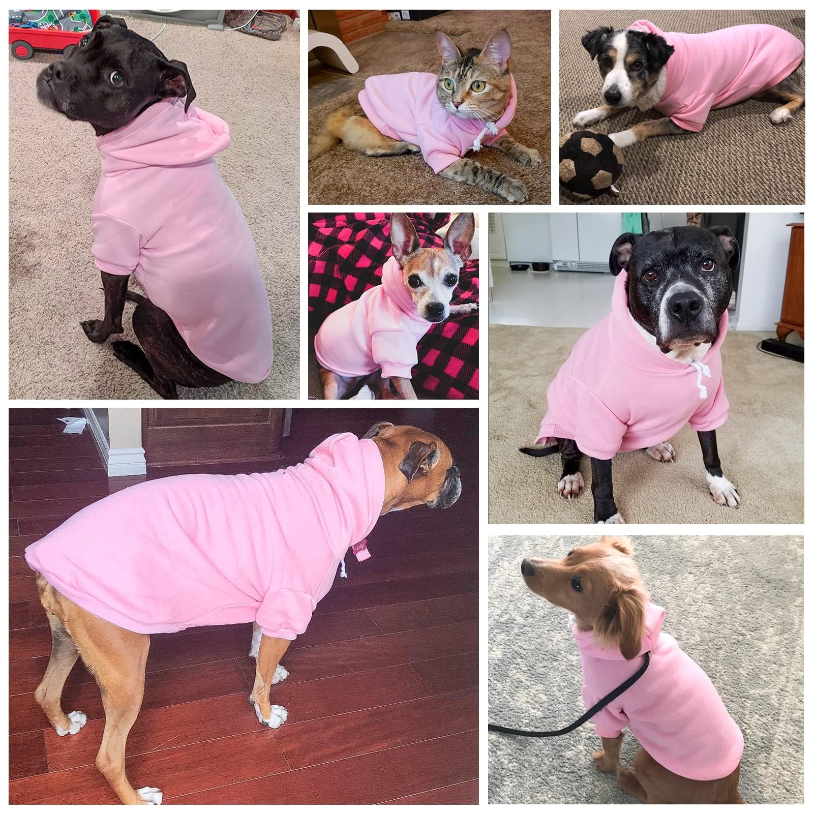 Bingpet Fleece Lined Dog Hoodies Fall Dog Puppy Sweatshirt Soft Warm Sweater Winter Hooded Clothes For Small Medium Large Dogs & Cats (#2 Pink(Plain), Small/Medium (Chest Girth 19'))