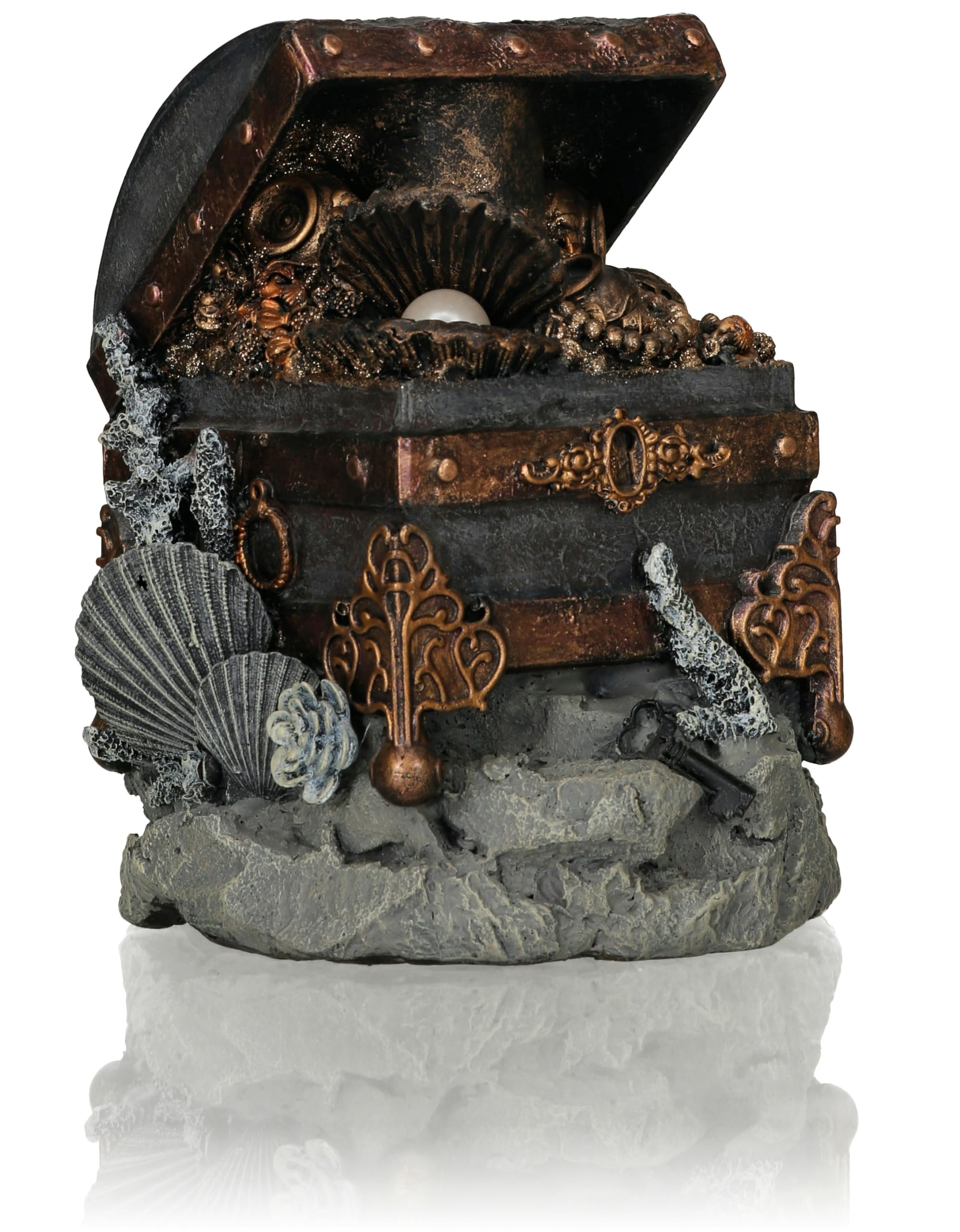 biOrb Treasure Chest Sculpture, Ceramic Resin Centerpiece for Freshwater and Marine Aquariums