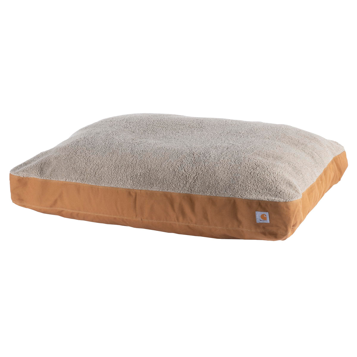 Carhartt Firm Duck Dog Bed, Durable Canvas Pet Bed With Water-Repellent Shell, Carhartt Brown With Sherpa Top, Medium