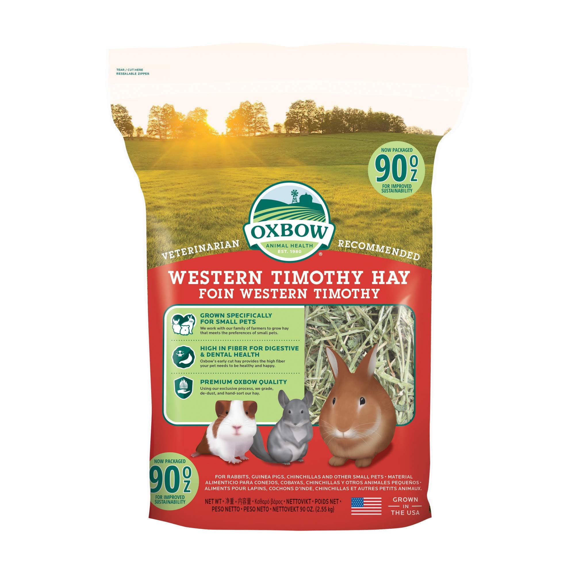 Oxbow Animal Health Western Timothy Hay - All Natural Hay for Rabbits, Guinea Pigs, Chinchillas, Hamsters & Gerbils -Veterinaria