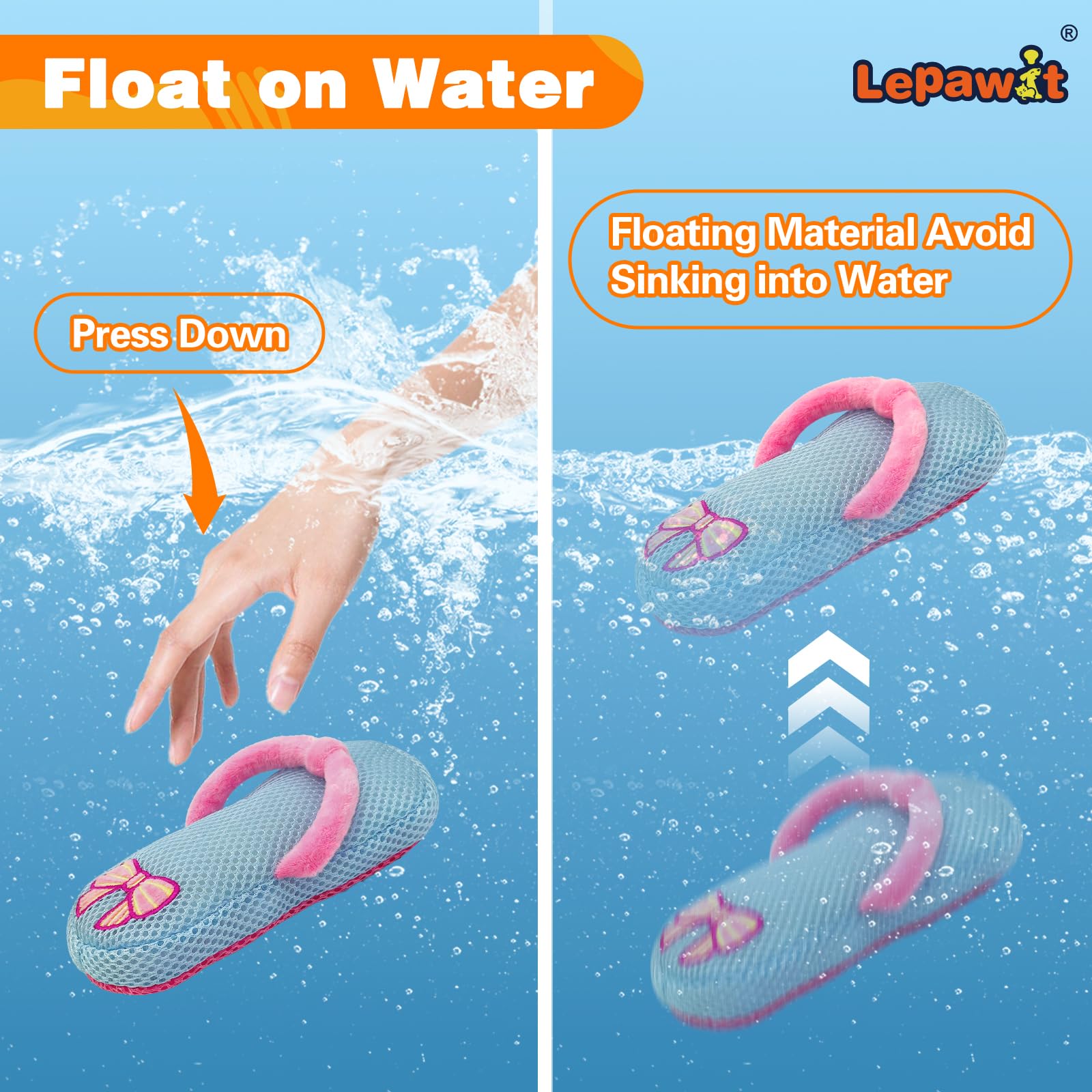 Lepawit Squeaky Dog Toys, Floating Dog Toys With Mesh For Cleaning Teeth, Blue Slippers Dog Gifts For Small And Medium Dogs