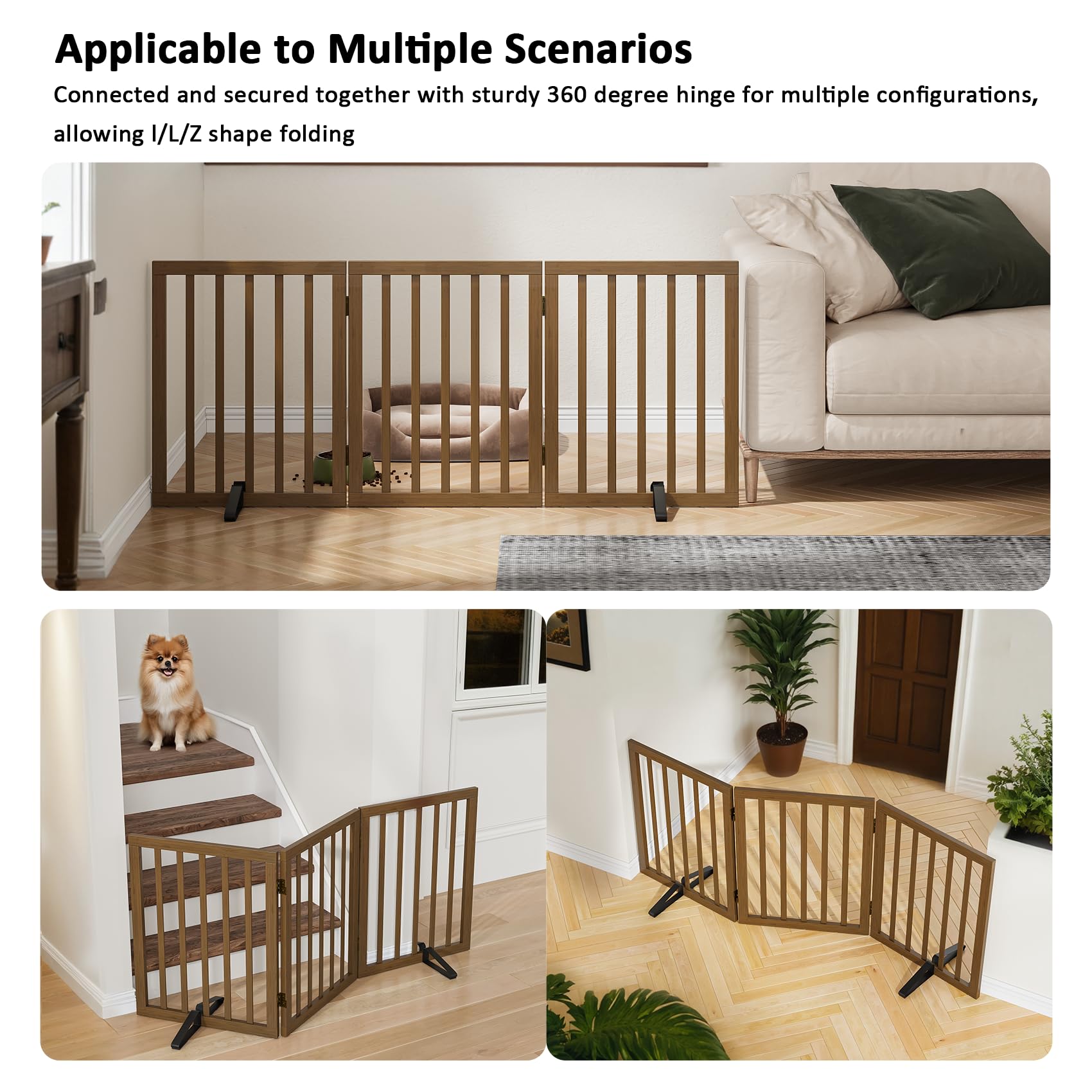 Mino Kesper Dog Gate for Stairs,Foldable Dog Gate for Indoor Doorways House,Freestanding Pet Gates for Dogs,Doogie Puppy Fence G
