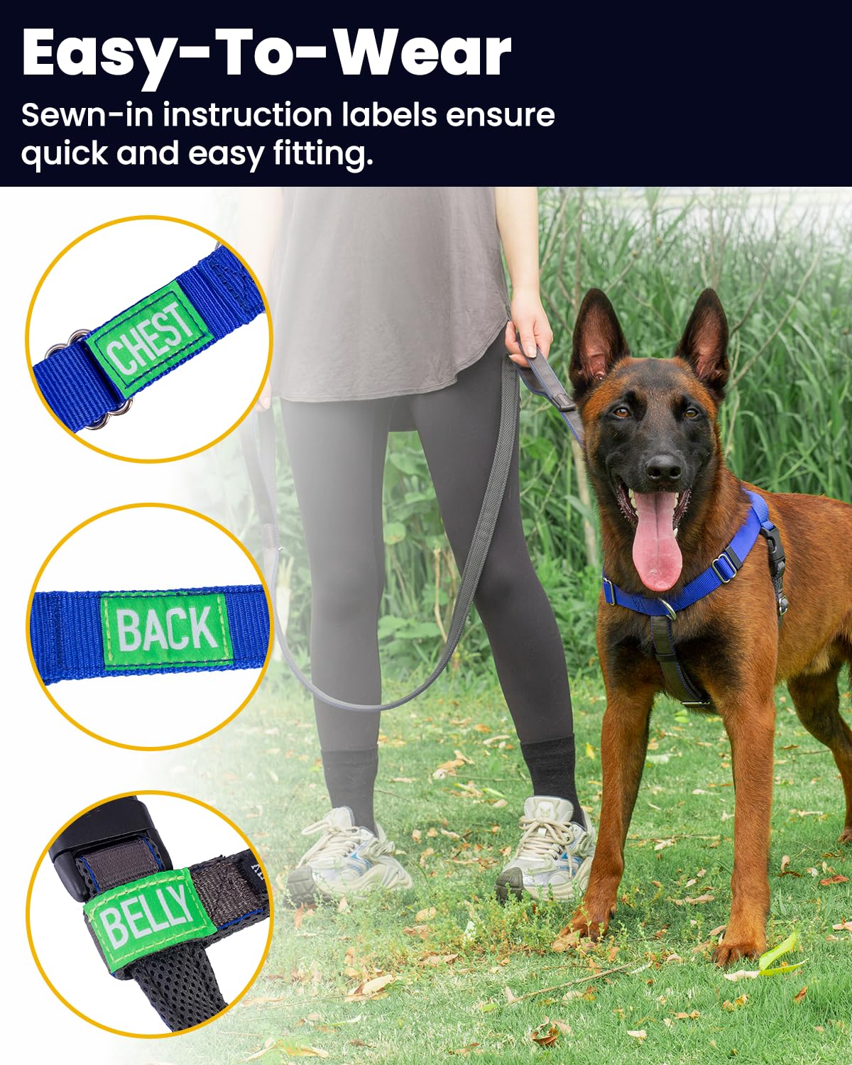 APDEXY Freedom No Pull Dog Harness for Large Dogs, Front Clip, Easy Walker, Anti Pull with Two Stainless D-Rings, Comfortable, S