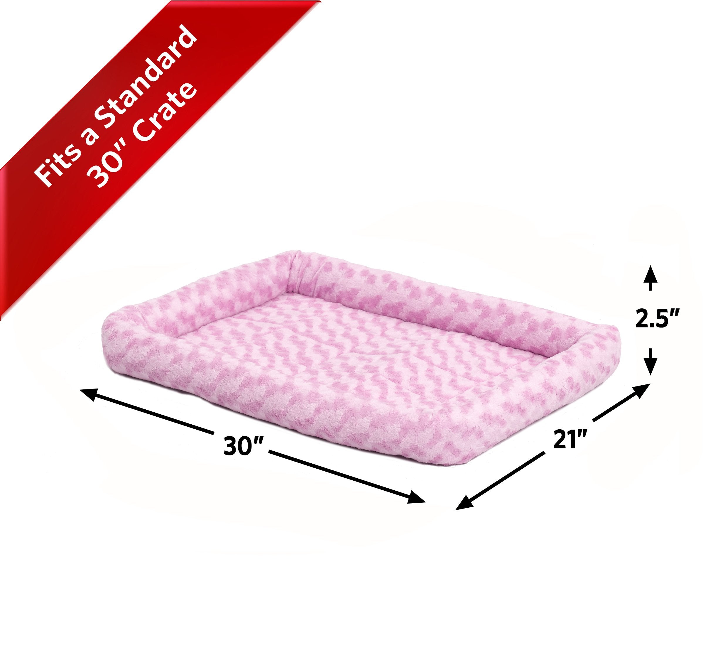 30L--Inchch Pink Dog Bed Or Cat Bed W/ Comfortable Bolster | Ideal For Medium Dog Breeds & Fits A 30-Inch Dog Crate | Easy Maint