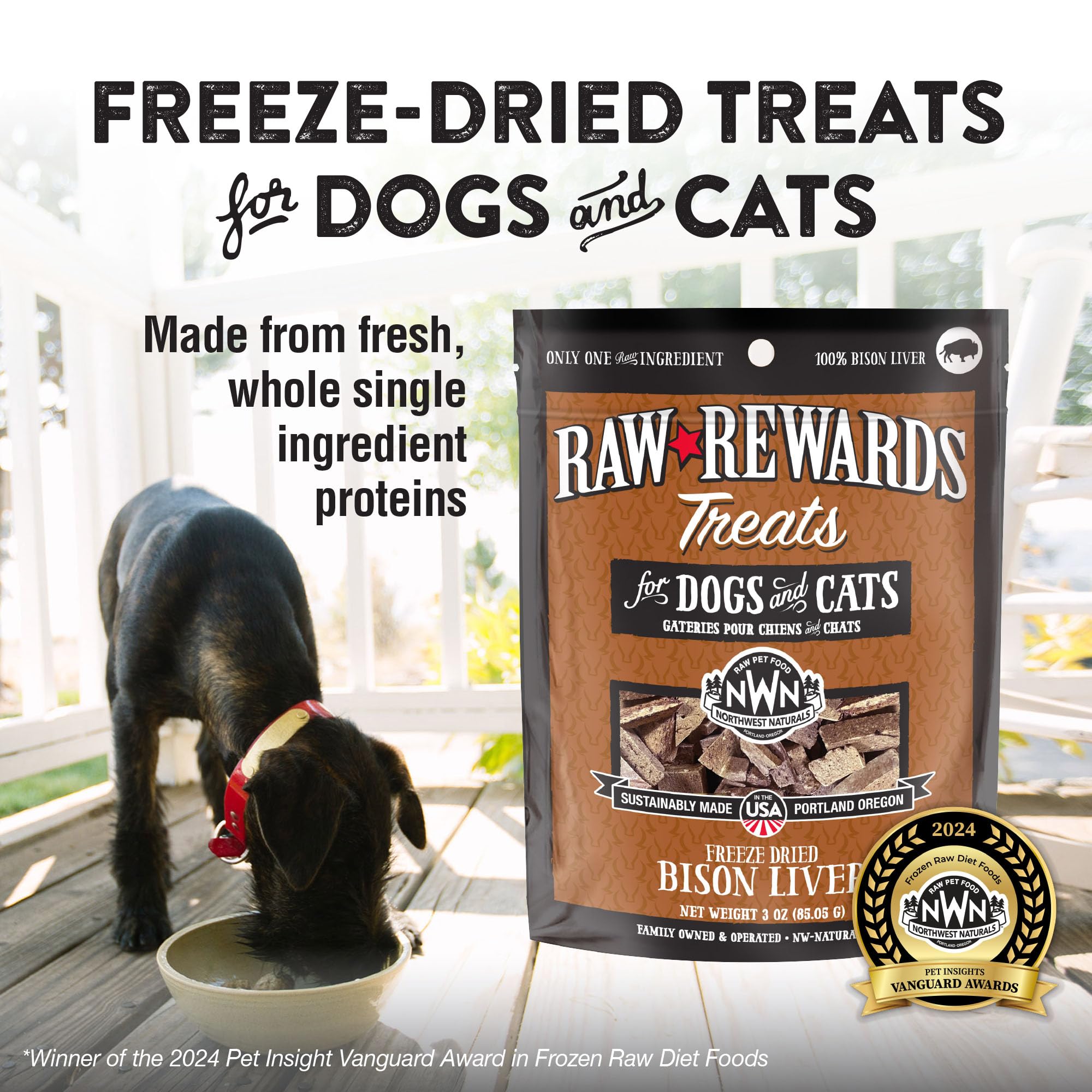 Northwest Naturals Raw Rewards Freeze-Dried Bison Liver Treats for Dogs and Cats - Bite-Sized Pieces - Healthy, 1 Ingredient, Hu