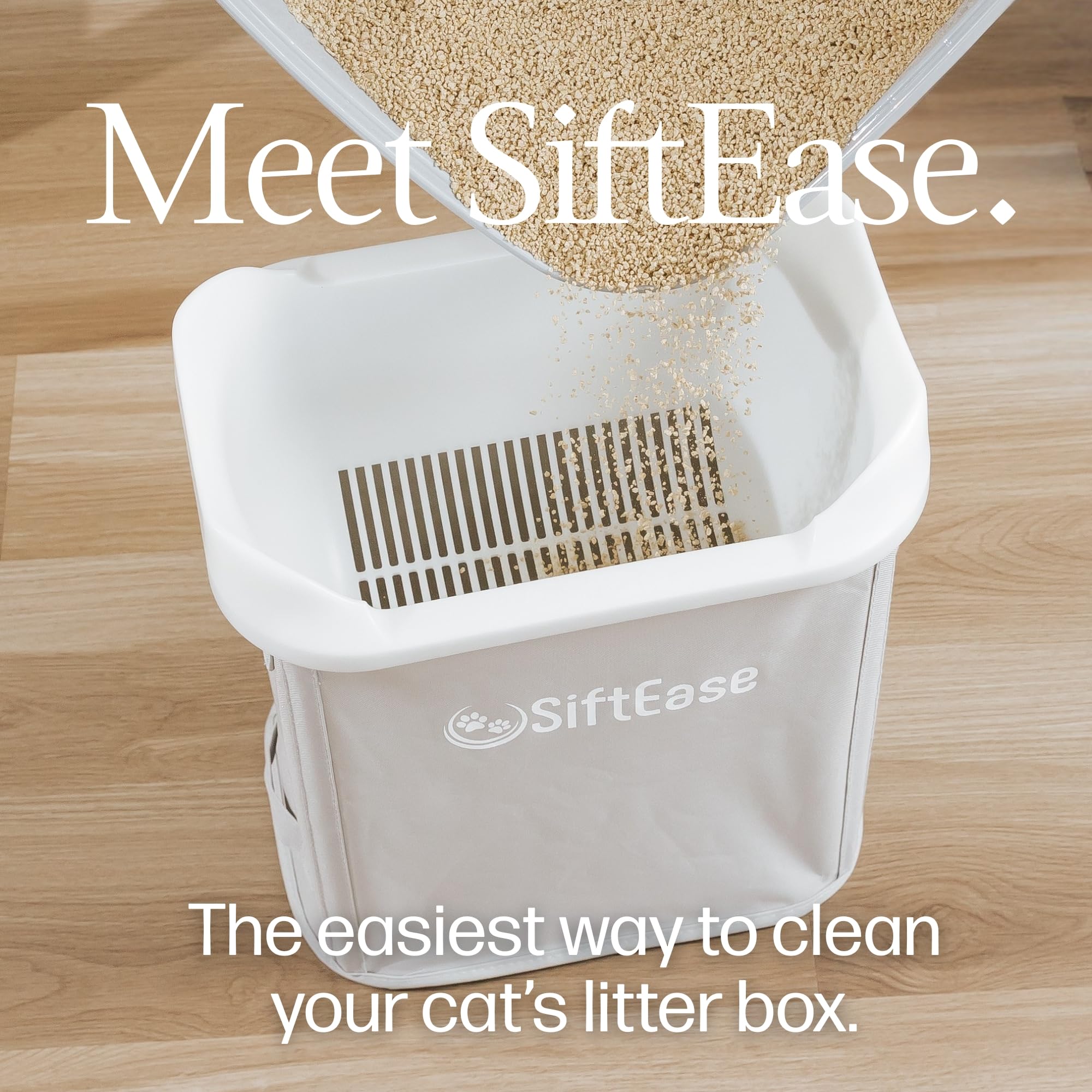 Cat Litter Sifter - Siftease Sifting Litter Box Cleaner, Fast & Easy Scoop Free Cleaning, Large Sift With Bin For Longer Lasting