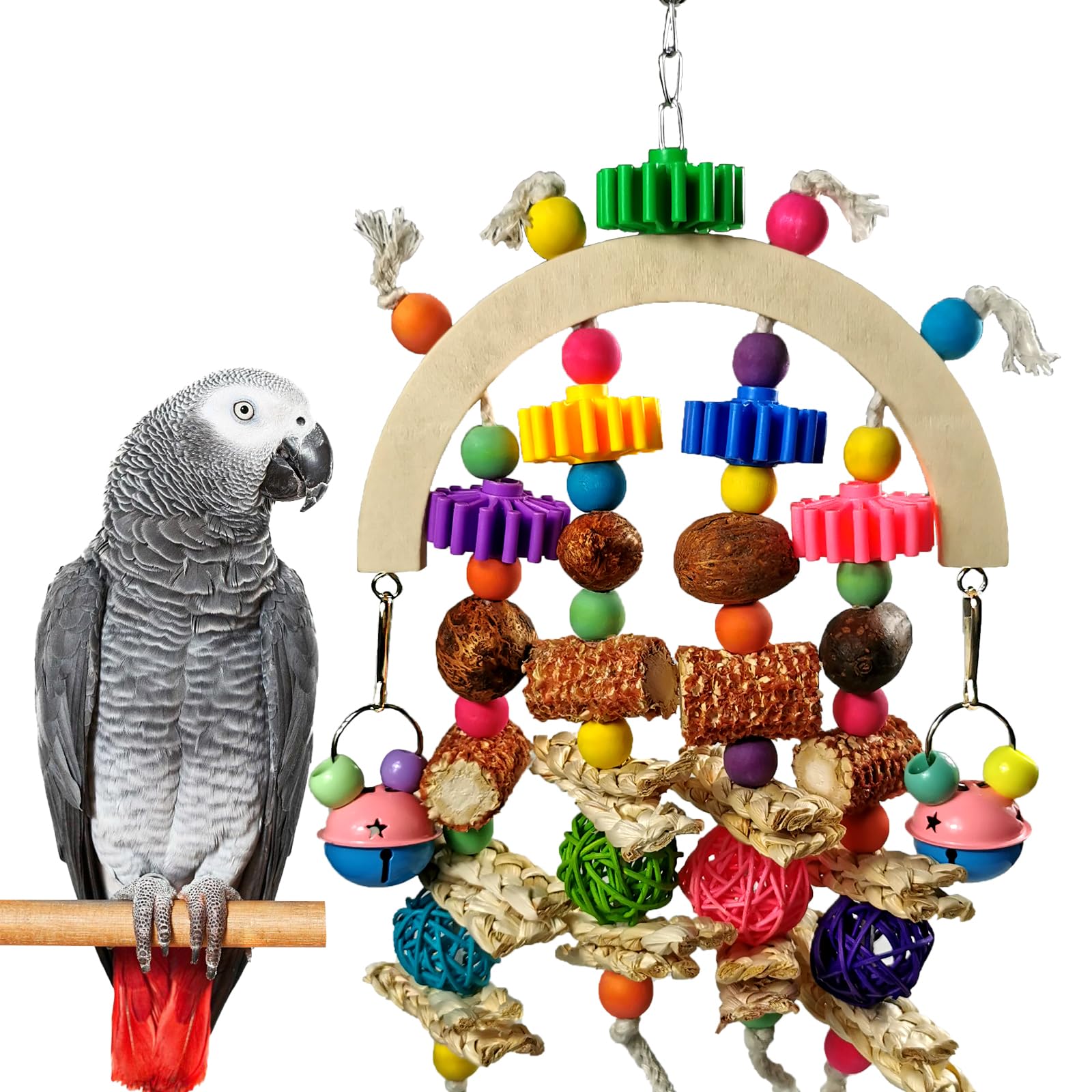 Kewkont Bird Toys - Natural Corncob Wooden Mango Solid Chew Toys for Small & Medium Parrots, African Greys, Cockatiels, Lovebird