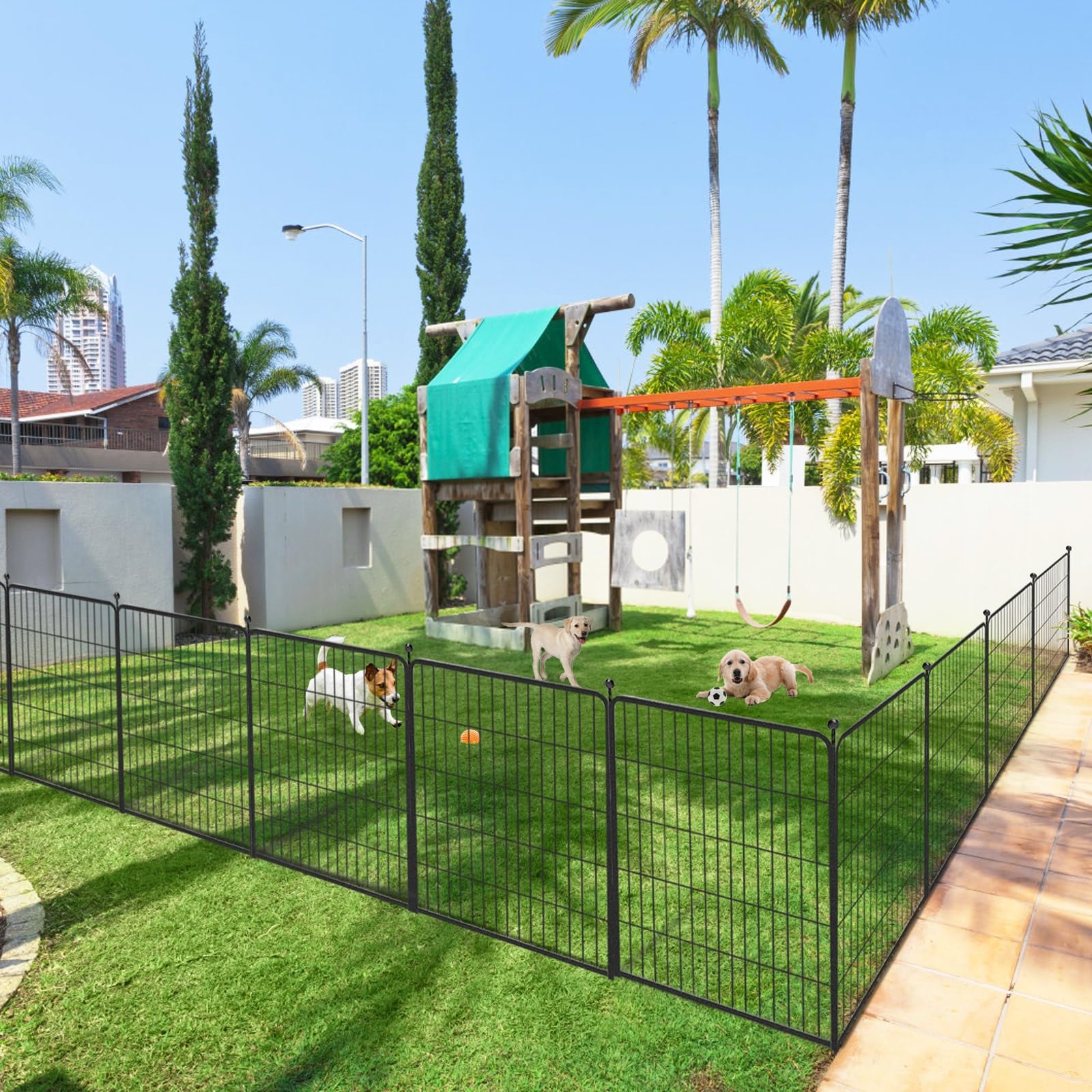 Jhsomdr Dog Playpen 32 Inch 20 Panels Indoor Outdoor Dog Pen For Medium/Small Dogs Heavy Duty Metal Dog Fence Outdoor For Yard,