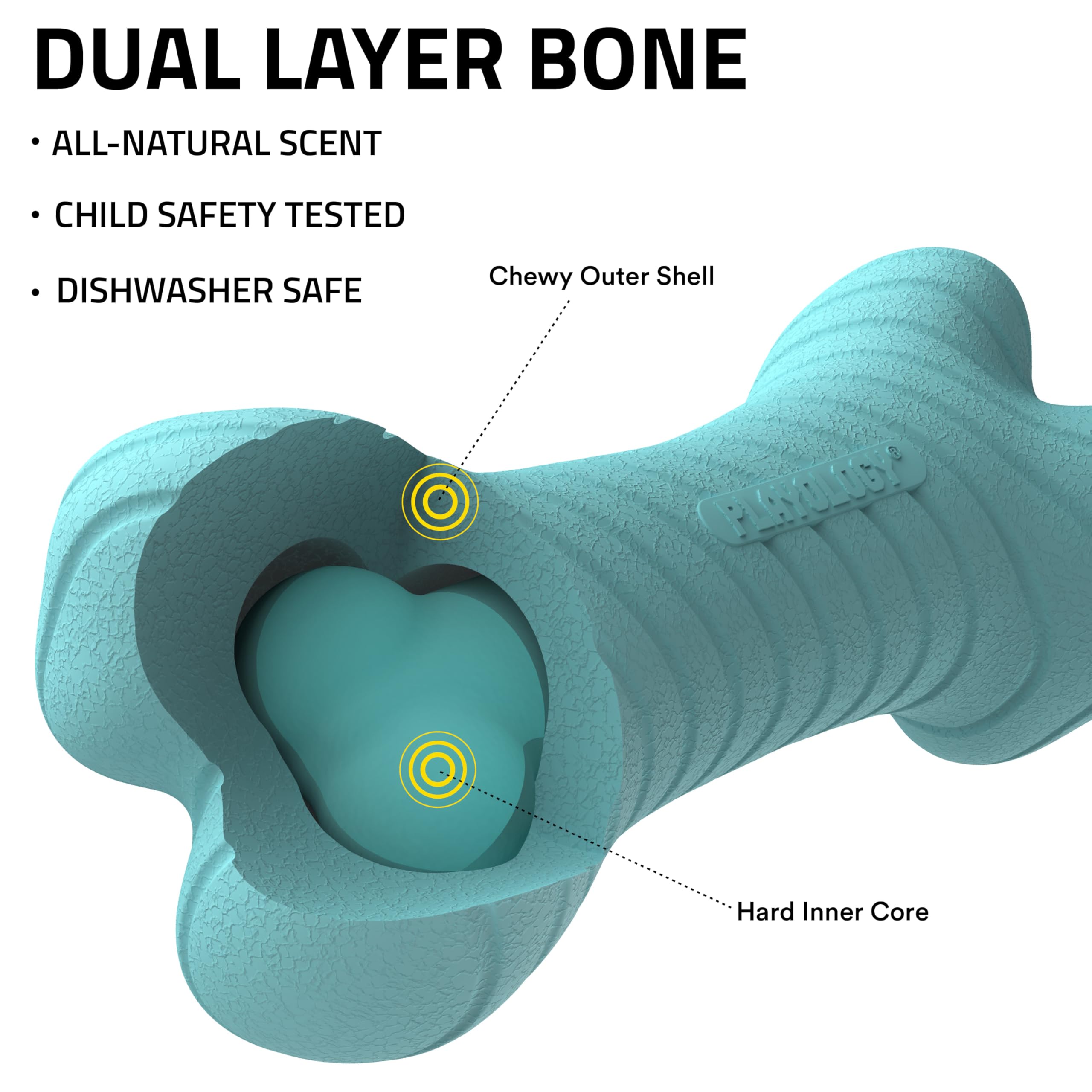Playology Dog Toys | Dual Layer Bone Durable Chew Toy Bone for Dogs | Jumbo Peanut Butter Scented Toy - Easy to Clean and Made f