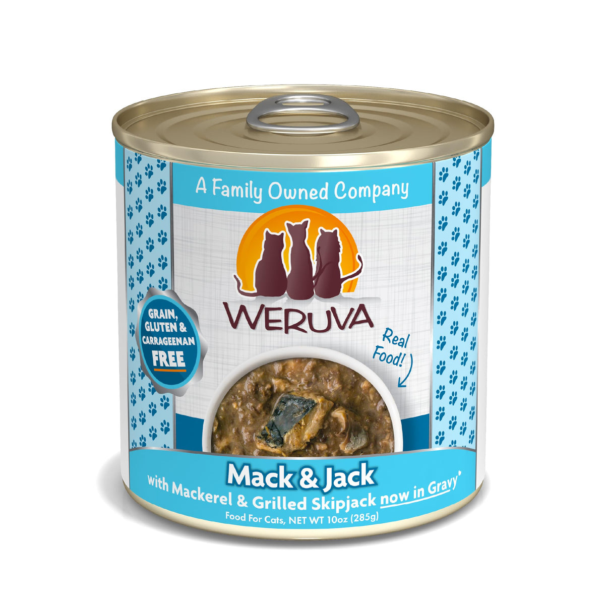 Weruva Classic Cat Food, Mack & Jack With Mackerel & Grilled Skipjack In Gravy, 10Oz Can (Pack Of 12)