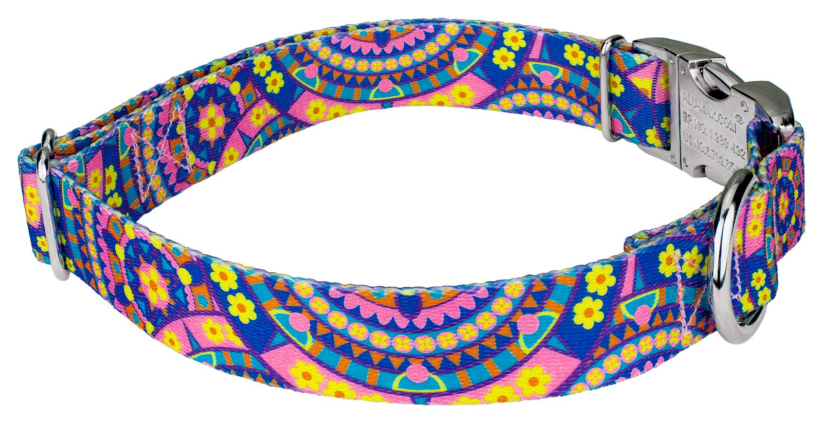 Country Brook Petz - Blue Boho Mandala Premium Dog Collar And Leash Set - Groovy Collection Featuring Far Out Designs (1 Inch, E