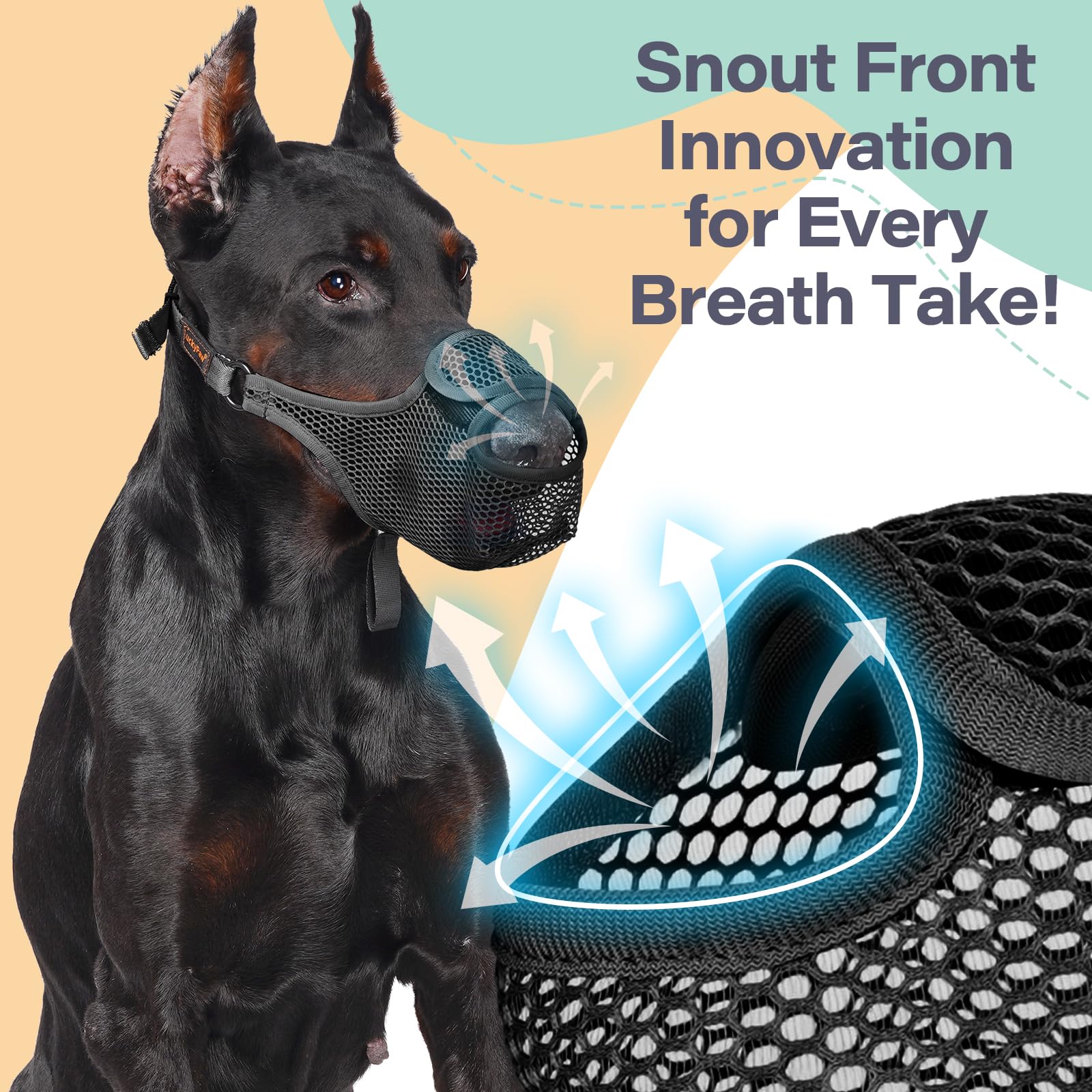 LUCKYPAW Dog Muzzle - Soft Mesh Mouth Guard for Medium/Large/Small Dogs, XS, Black, Model M0223, Prevents Biting & Chewing