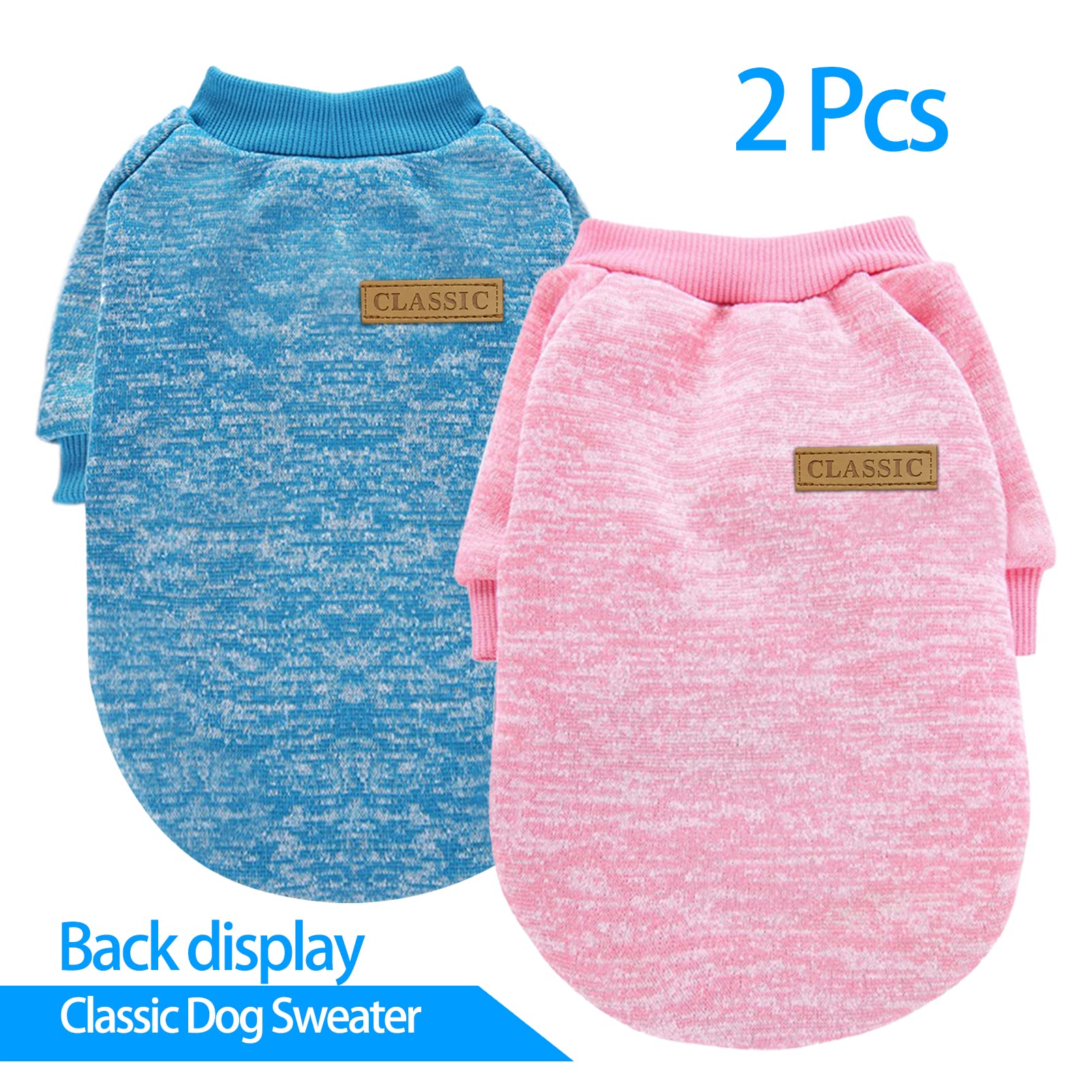 Chborless Pet Dog Sweater Warm Dog Pajamas Soft Cat Sweater Puppy Clothes Small Dogs Sweater Winter Doggie Sweatshirt (L, Pink+L