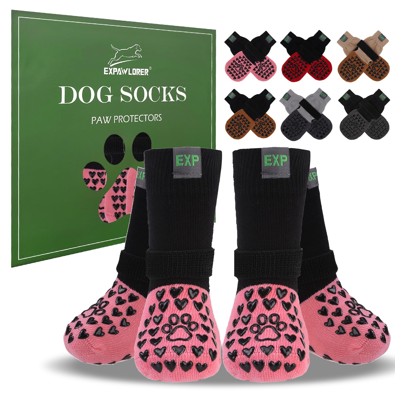 EXPAWLORER Anti Slip Dog Socks to Prevent Licking Paws - Dog Shoes for Hot Pavement, Dog Boots & Paw Protectors, Dog Booties for