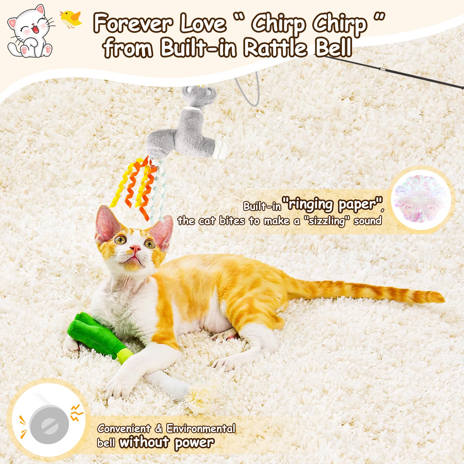 Orsda Cat Toys Sets, 5 Pack, Catnip Crinkle Sound, Interactive Kitten Kicker For Indoor Kitty Exercise Toys, Soft And Durable Bi