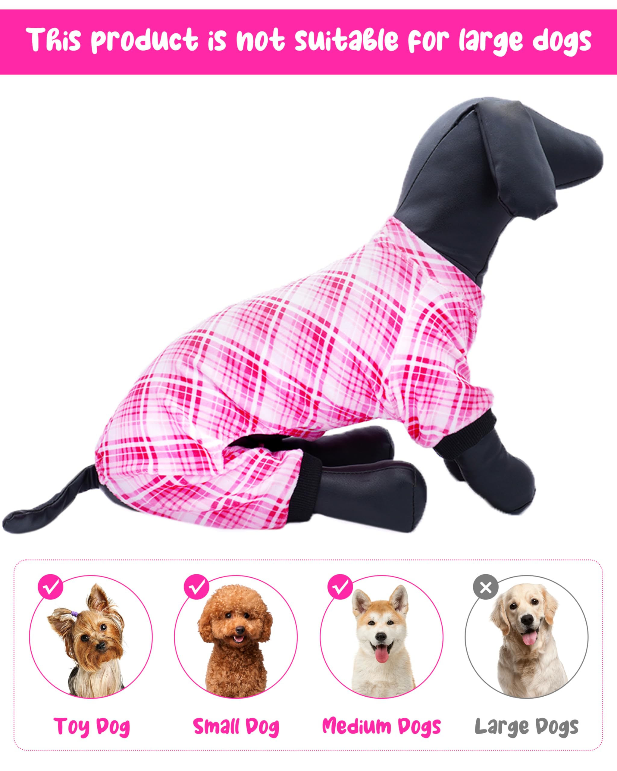 Pet Show 4 Pack Small Dog Pajamas Cute Paw Bone Clothes Doggies Soft Stretchy Pjs Plaid Jumpsuit Puppy Cats Floral Fruits Onesie