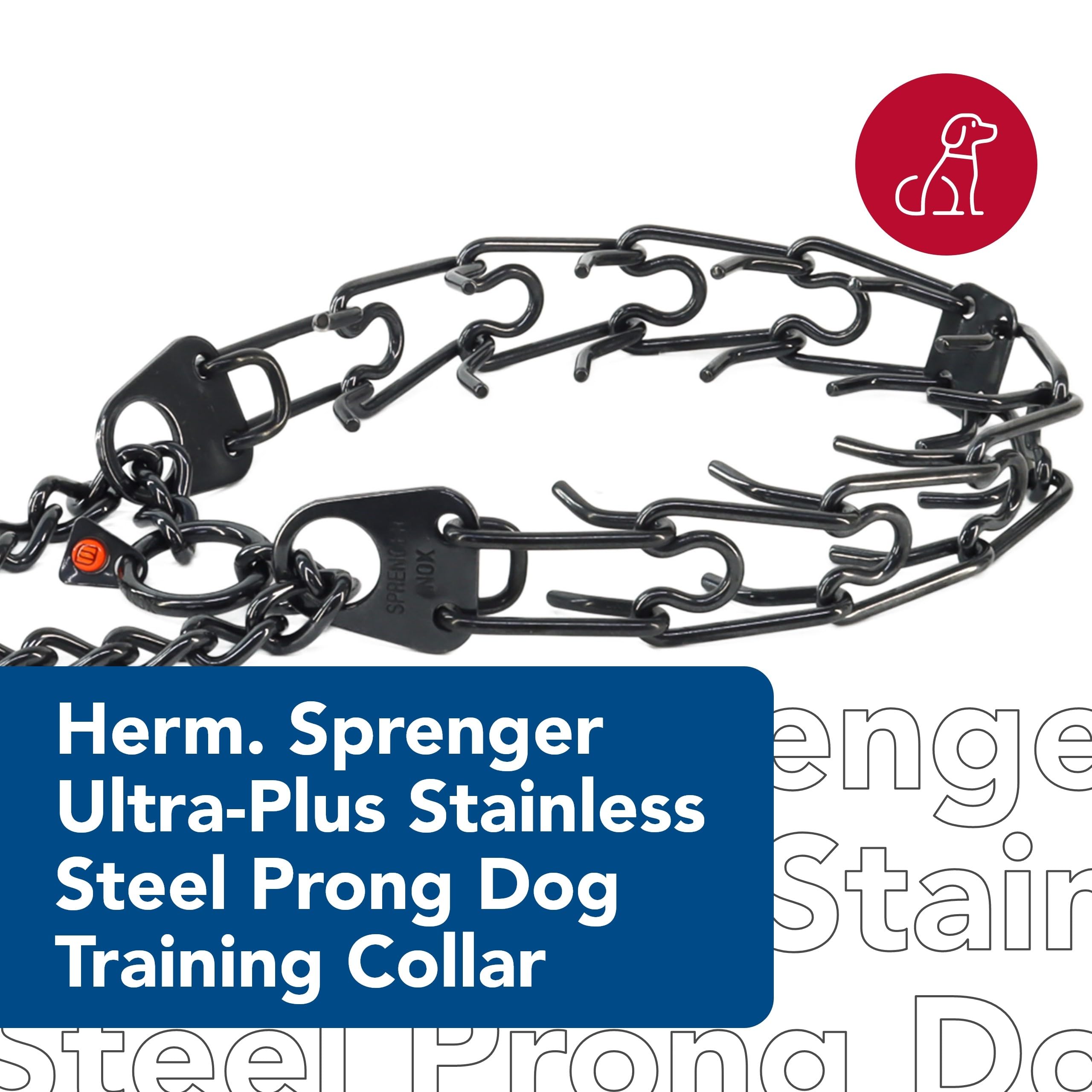 Herm Sprenger - Stainless Steel Ultra-Plus Prong Dog Training Collar - Black - 3.25 Mm X 18'' Neck Size; 22'' Chain Length