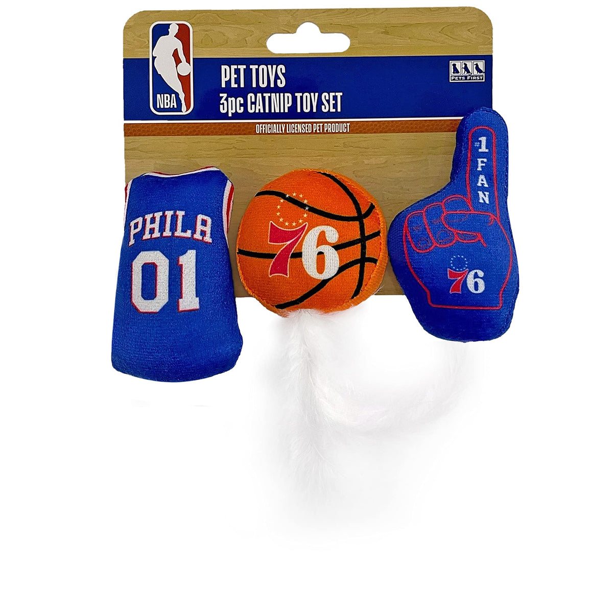 Best Plush Cat Toy - Nba 76Ers Complete Set Of 3 Piece Cat Toys Filled With Fresh Catnip. Includes: 1 Jersey Cat Toy, 1 Basketball Cat Toy With Feathers & 1 #1 Fan Cat Toy. Beautiful Team Logos