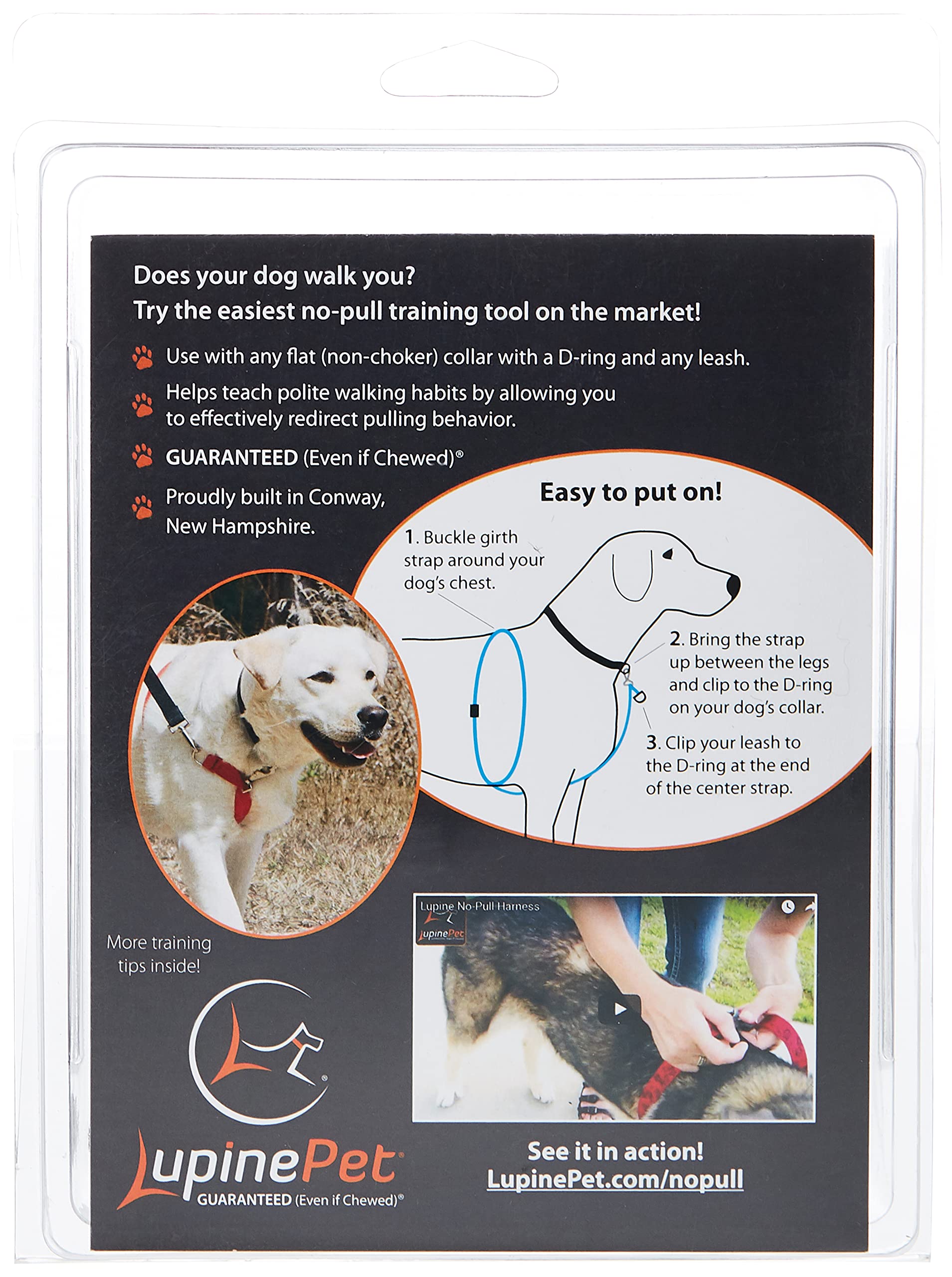 Lupinepet Basics 3/4' Black 16-26' No Pull Harness For Small-Medium Dogs