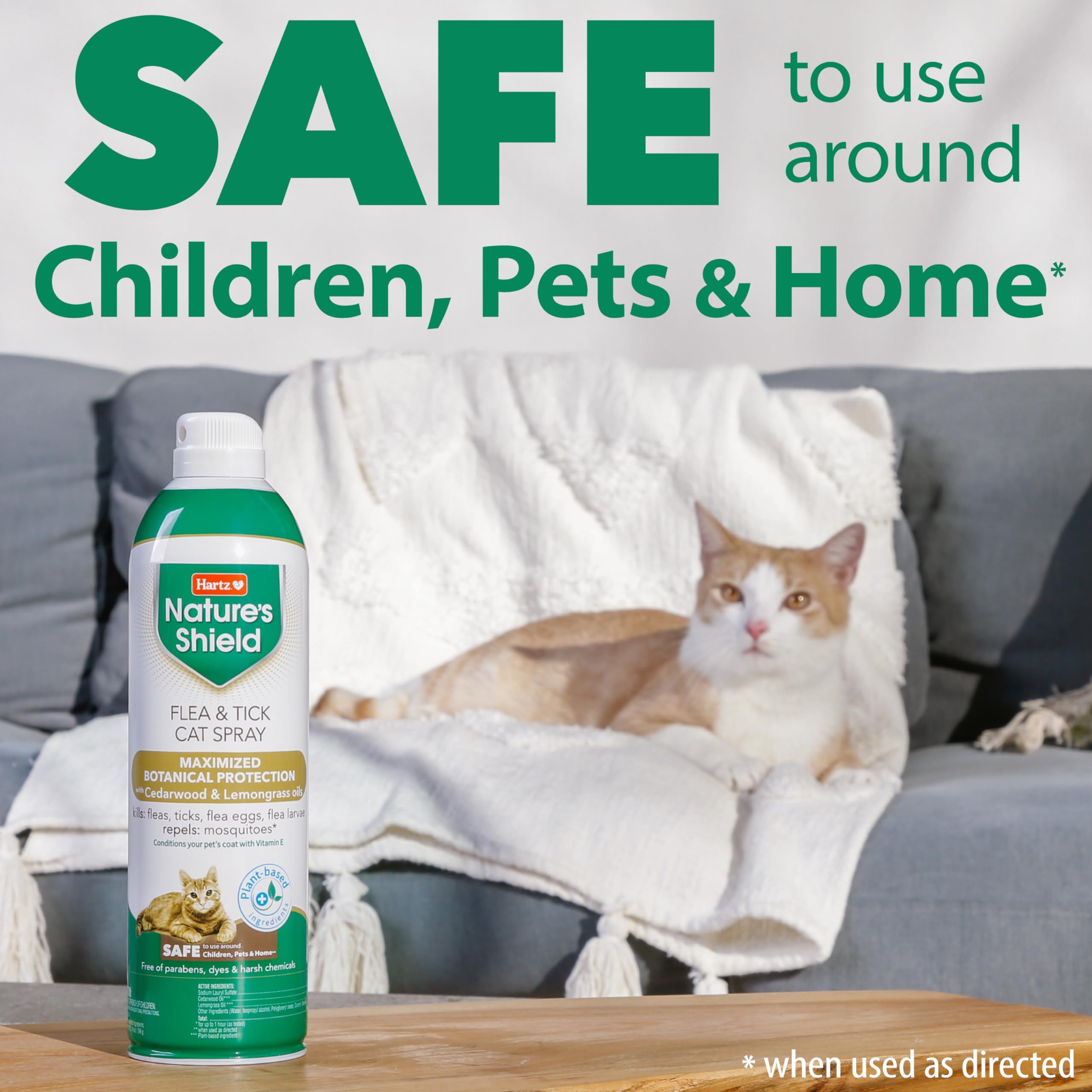 Hartz Natures Shield Flea & Tick Spray Treatment for Cats with Cedarwood and Lemongrass Oil, 14 Ounces