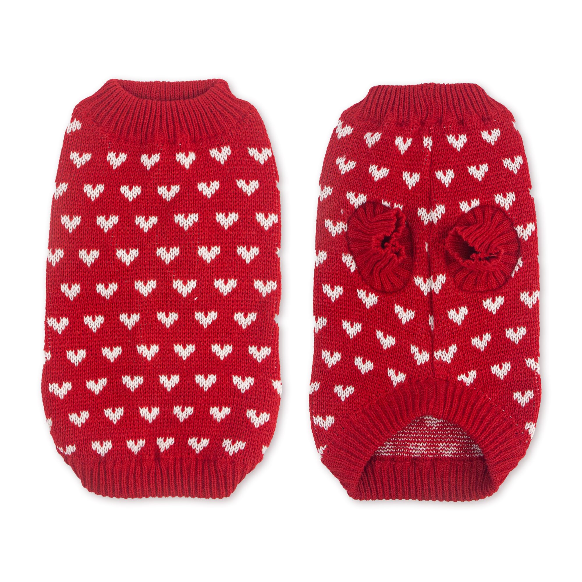 Dog Sweater Heart Puppy Sweater Warm Soft Pet Cloth Dog Outfits For Small Dogs And Cats (Red, Xl)