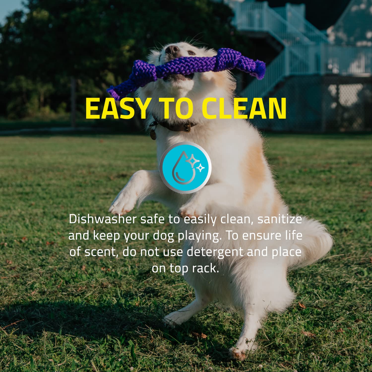 Playology Silver Dri-Tech Dental Rope Dog Toy, Medium - Designed For Senior Dogs (15-35Lbs) - Engaging All-Natural Peanut Butter Scented Toy - Non-Toxic Materials And Moderate Chewing For Older Teeth