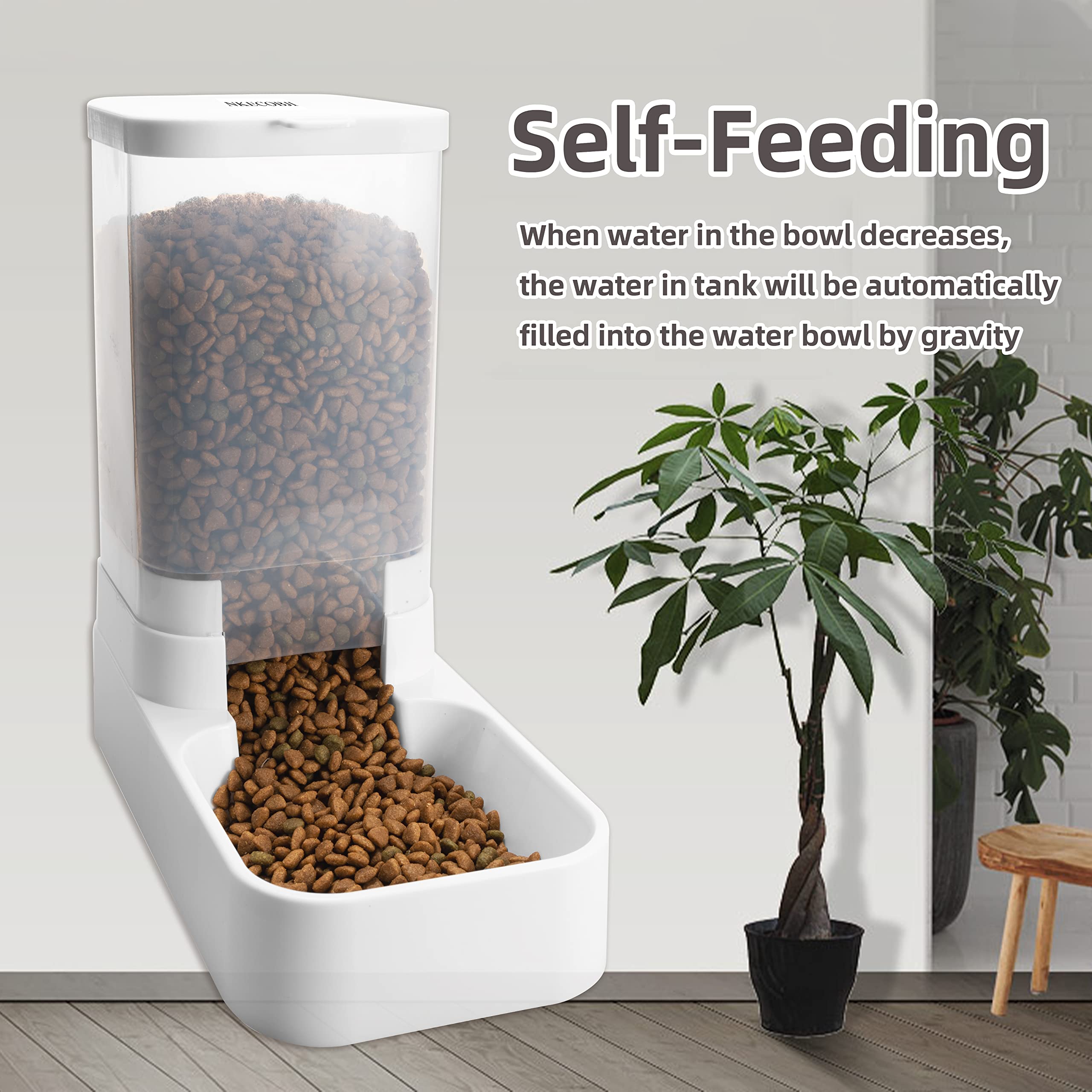 NKECOBJI Gravity Pet Feeder and Water Dispenser Set, Automatic Dog Feeder and Dog Water Dispenser for Dogs Cats Pets Animals Lar