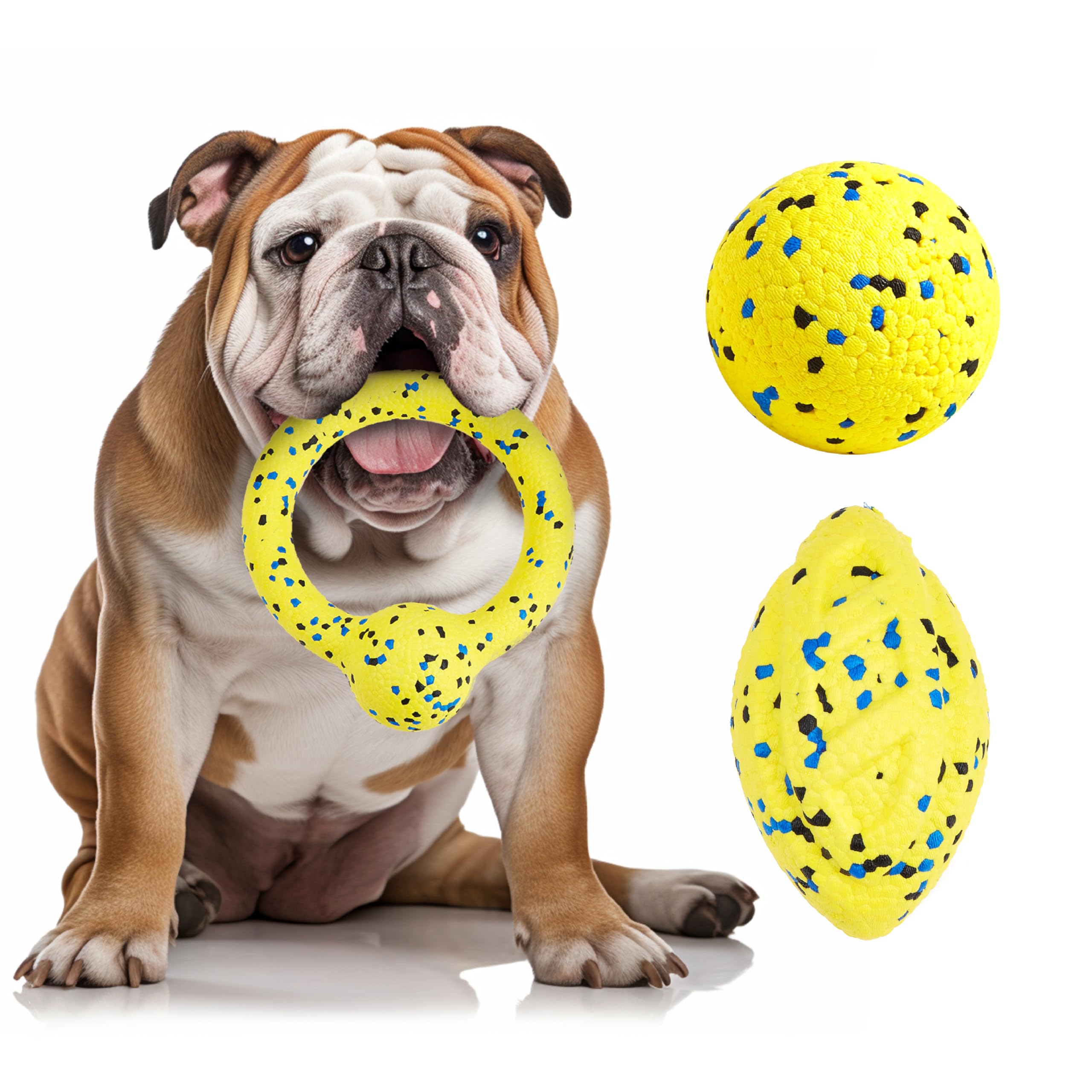 Kimee Dog Balls, 3Pcs Chew Toys Tennis Ball For Aggressive, Chewers Durable Teething Molar Tug Dog Toys, Interactive Fetch Balls