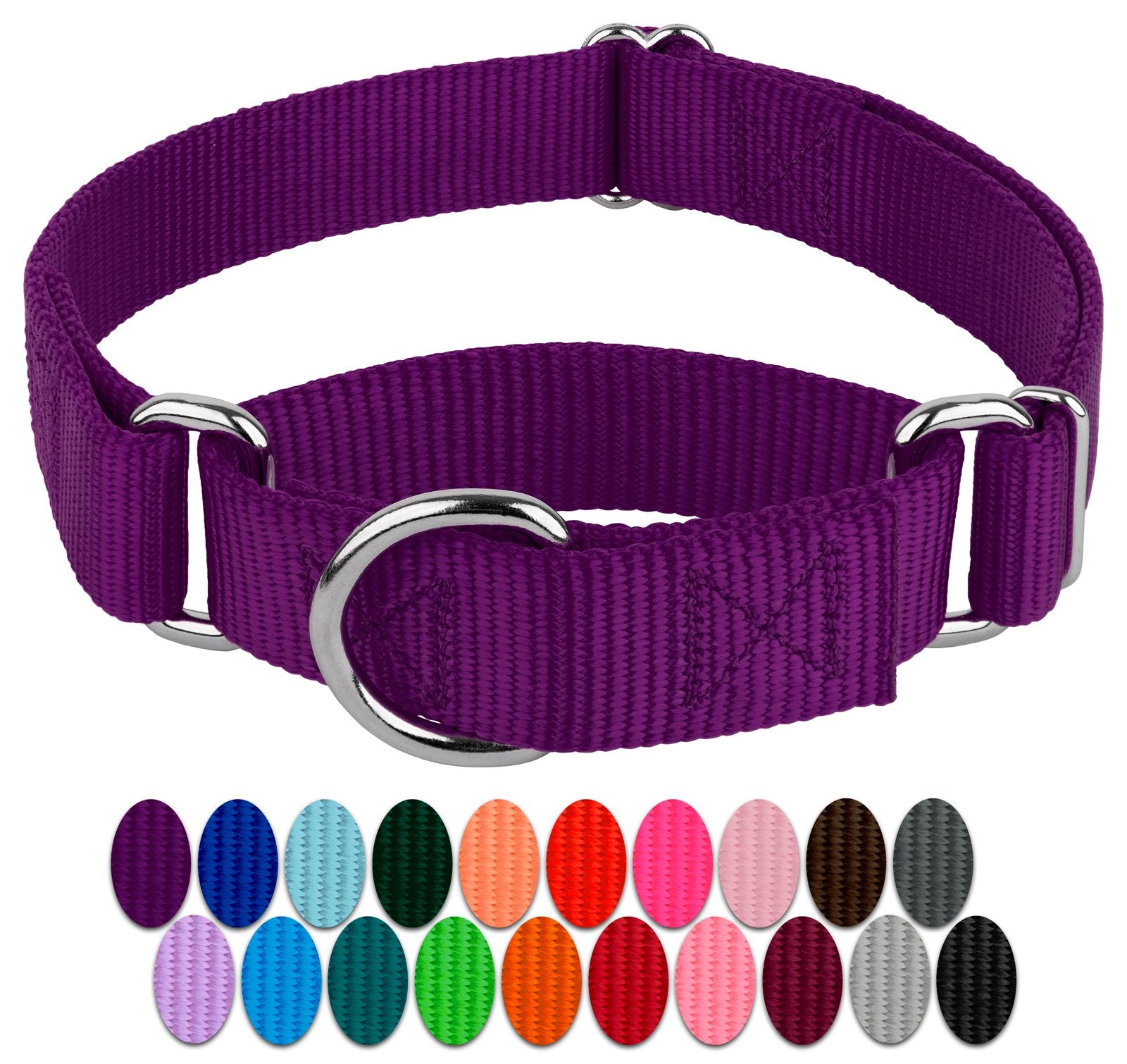 Country Brook Design - Purple Martingale Heavy Duty Nylon Dog Collar - 21 Vibrant Color Options (3/4 Inch Width, Small)