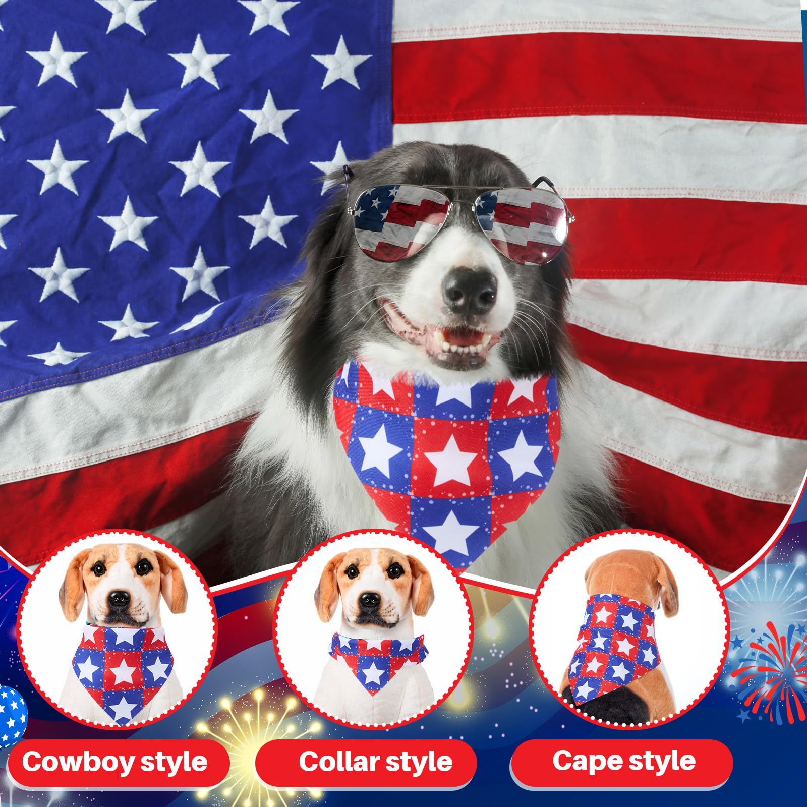Aliceset 240 Pcs 4Th Of July Dog Bandana Bulk American Independence Pattern Printing Dog Kerchief Set Bibs Triangle Pet Scarf So