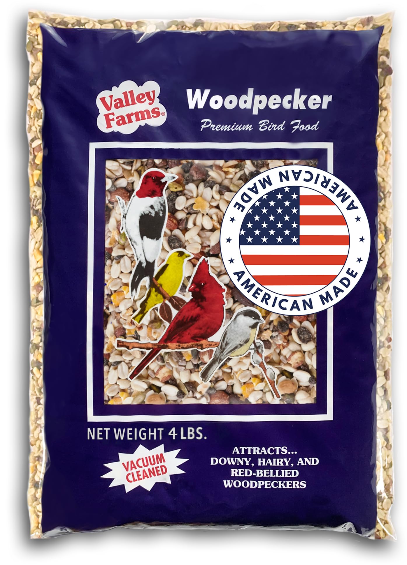 Valley Farms Woodpecker Mix Wild Bird Food, No Mess Bird Seed for Outdoor Feeders, W/Peanuts and Sunflower Hearts for Birds, Woo