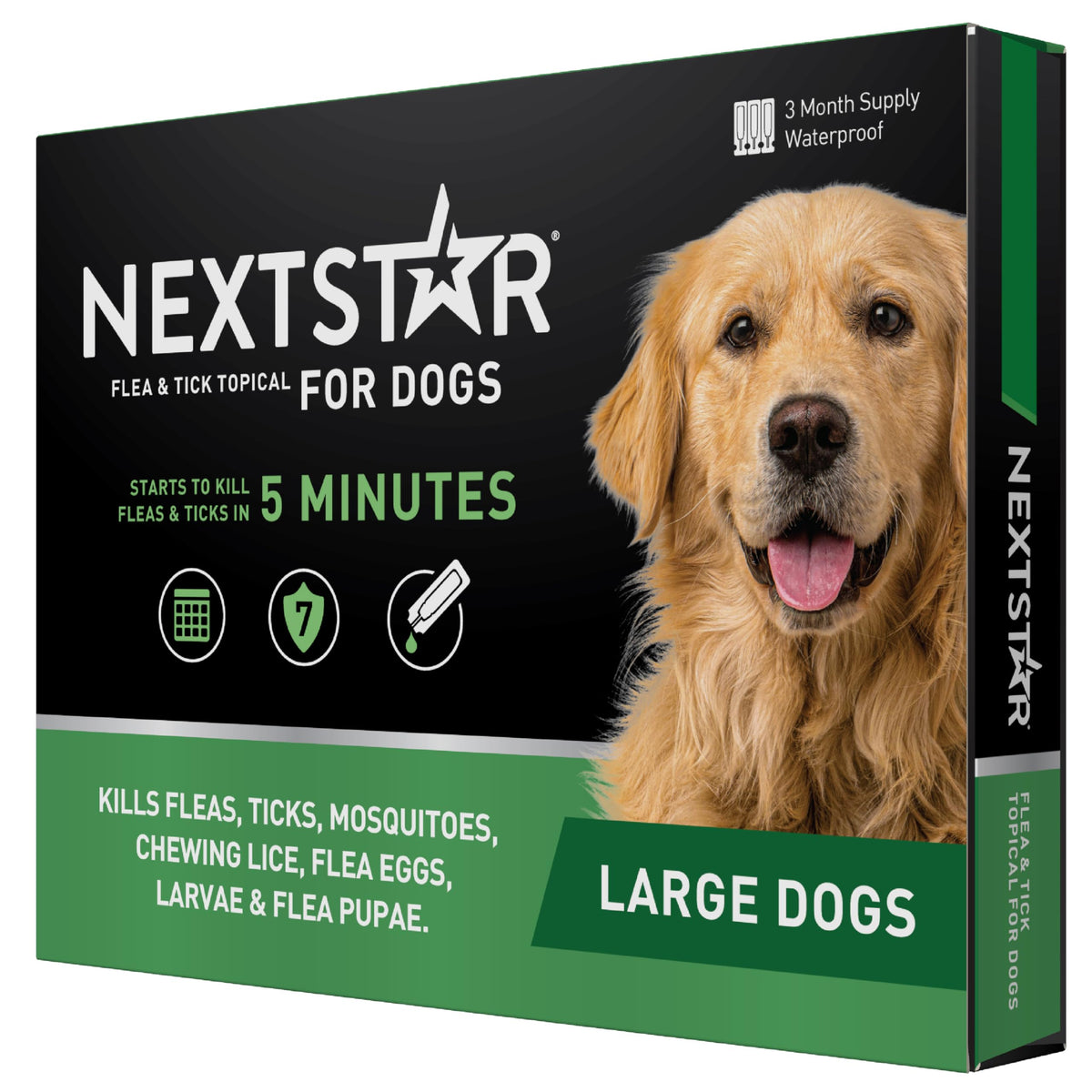 Nextstar Flea And Tick Prevention For Dogs, Repellent, And Control, Fast Acting Waterproof Topical Drops For Large Dogs, 3 Month