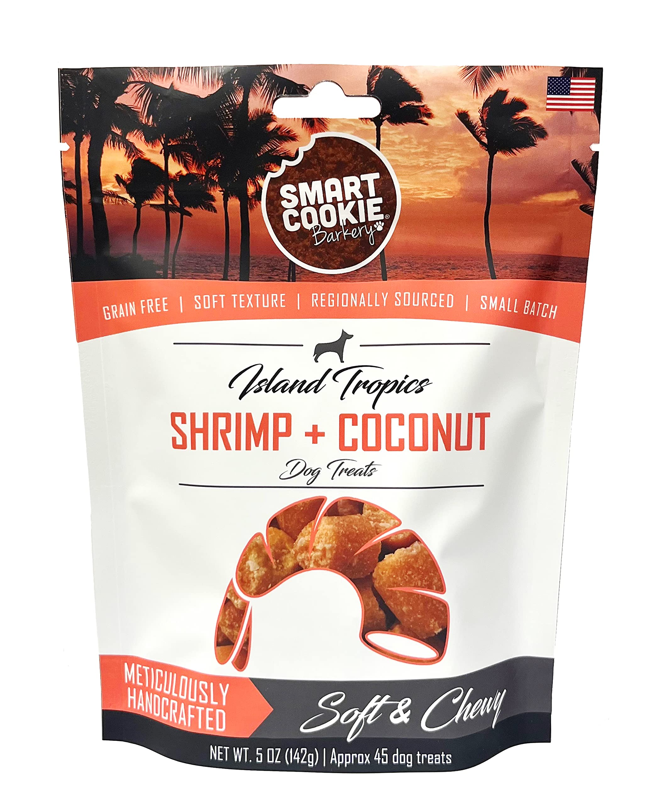 Smart Cookie All Natural Soft Dog Treats - Shrimp & Coconut - Healthy Dog Treats for Allergies, Sensitive Stomachs - Chewy, Grai