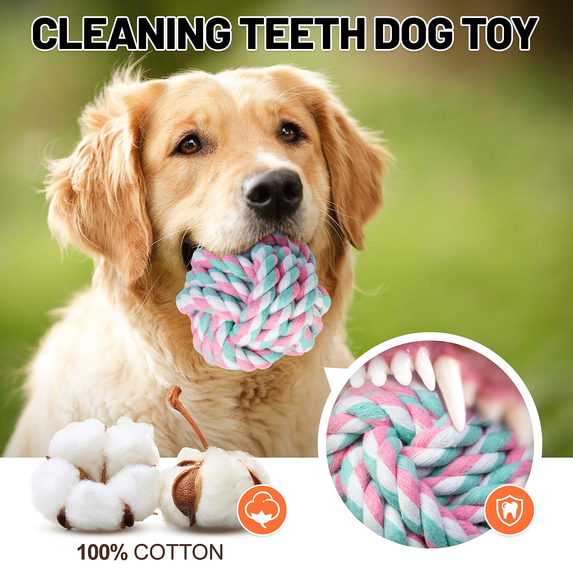 Gasapet Extra Large Dog Chew Ball Rope Toys For Aggressive Chewers, 5 Pack Durable Balls Toy For Medium Large Breeds, Dental Cot